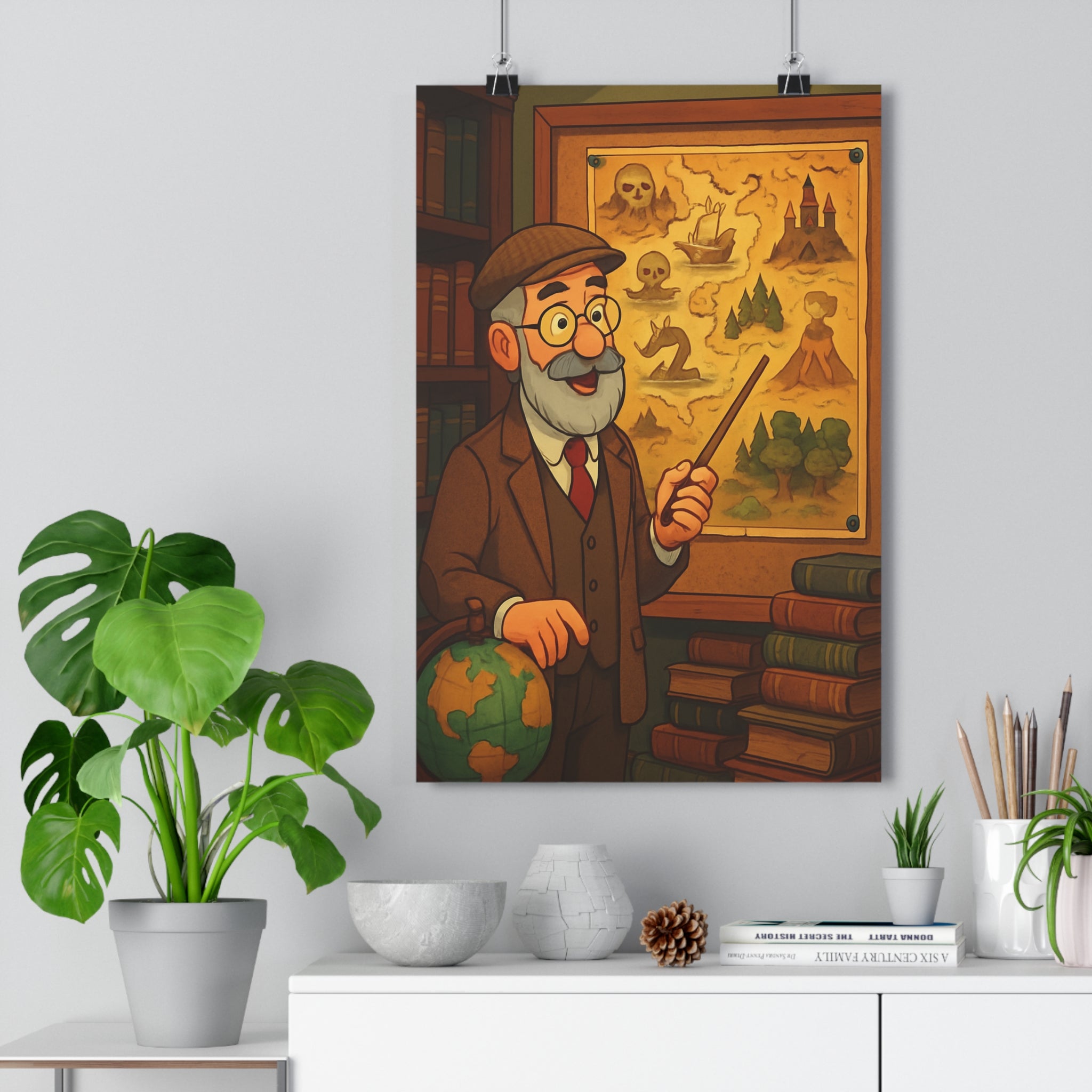 Poster décoratif vintage académique chaud doux salon bureau éducatif aventure carte professeur symbole mystère