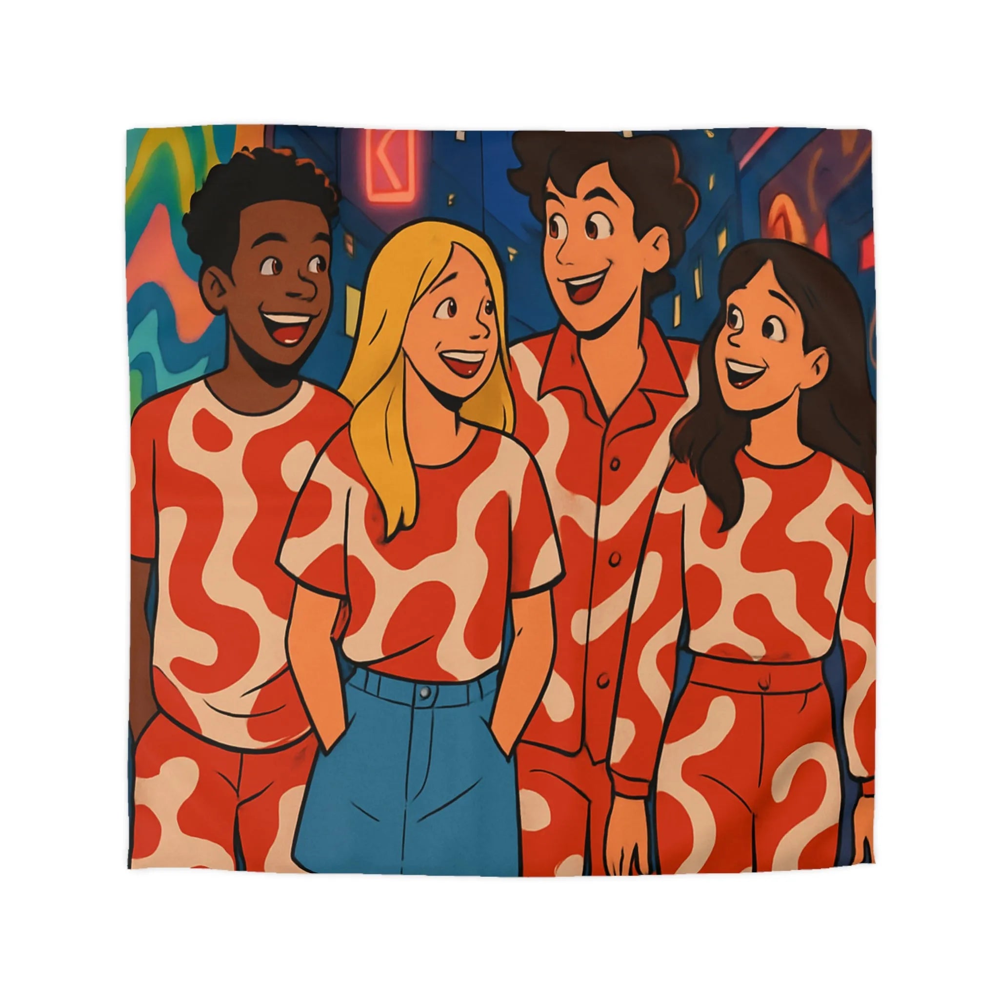 Housse de couette colorée avec design graphique enroulant style moderne pour chambre urbaine