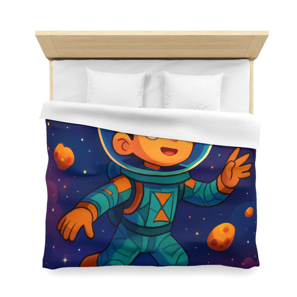 Housse de couette spatiale pour enfants avec planète, étoile, comète et astronaute adorable