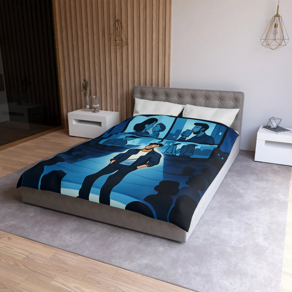 Housse de Couette Microfibre Art Graphique Contemporain Style Décoratif Chambre Tendance