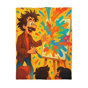 Housse de couette inspirée d'artiste créatif avec explosion de couleurs vibrantes et joyeuses
