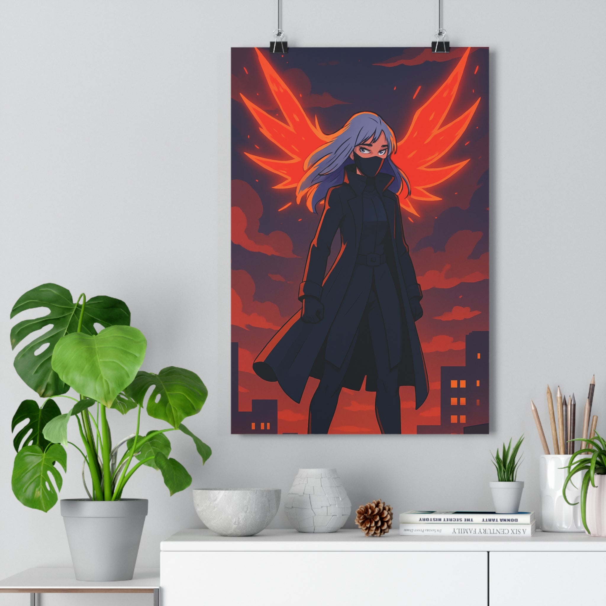 Poster décoratif anime crépuscule rouge noir mystique intense mystérieux salon chambre art mural qualité