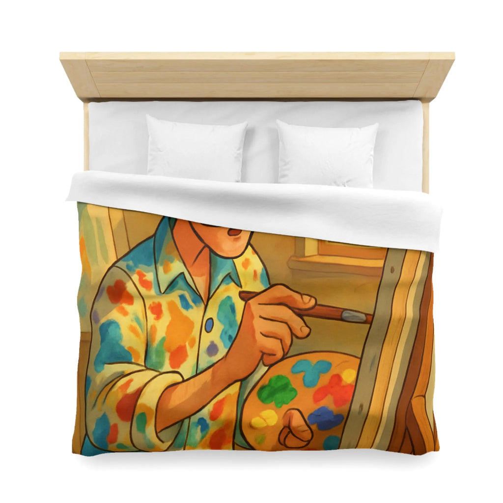 Housse De Couette Artiste Peintre Avec Palette Couleurs Pour Passionnés De Peinture Moderne