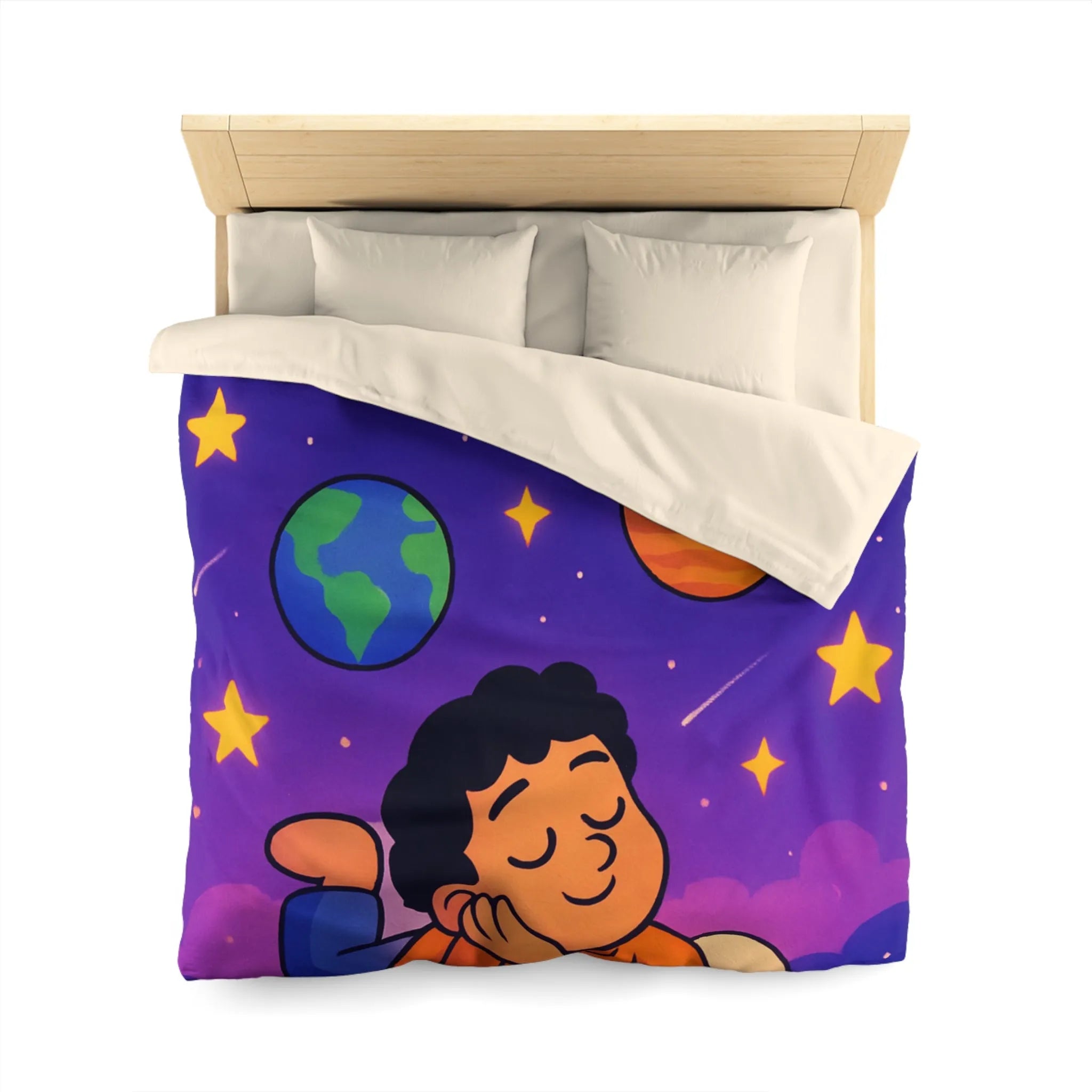 Housse de couette enfant cosmos rêve étoiles planètes univers magique et coloré