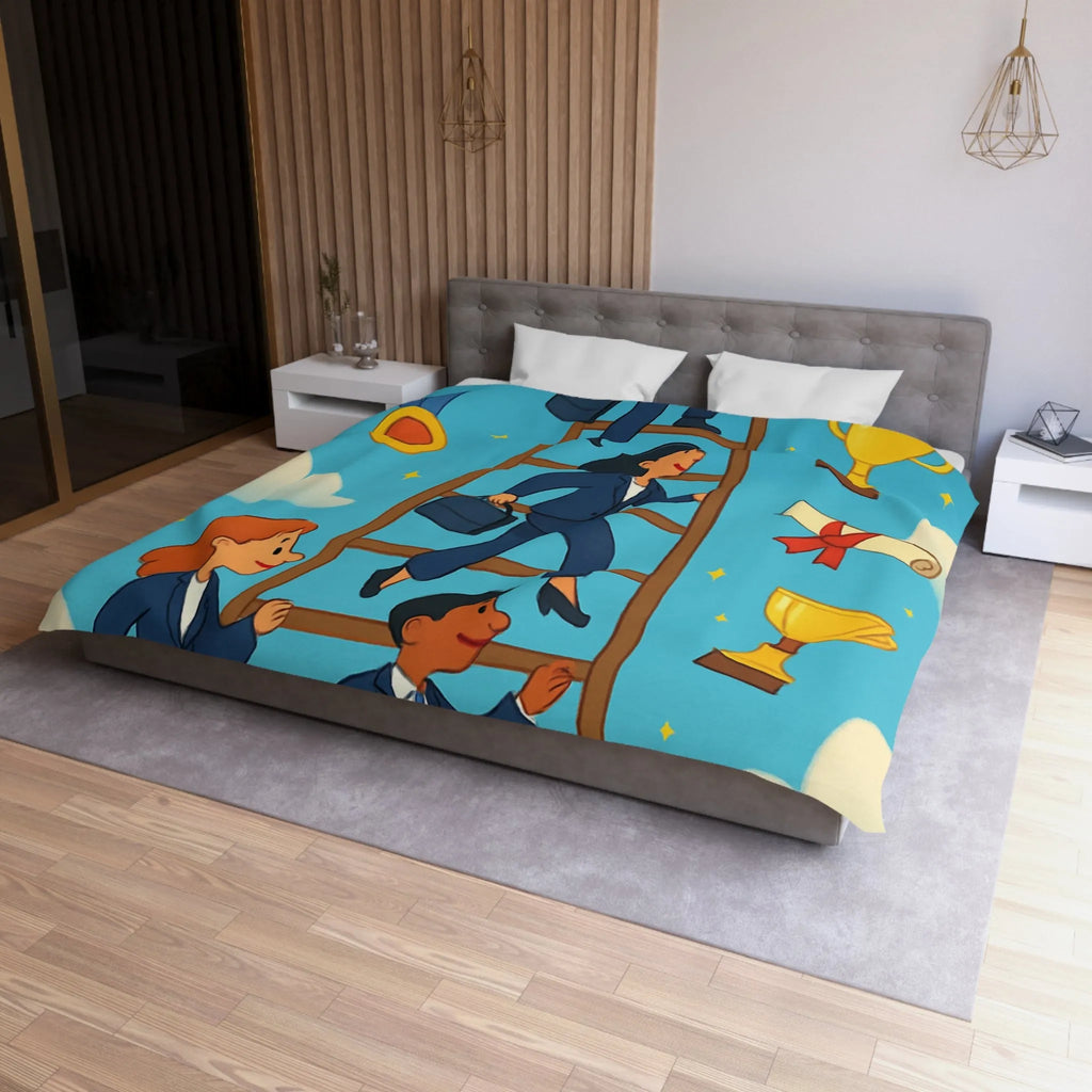 Housse de couette ludique : Échelle des réussites avec trophées et médailles colorées