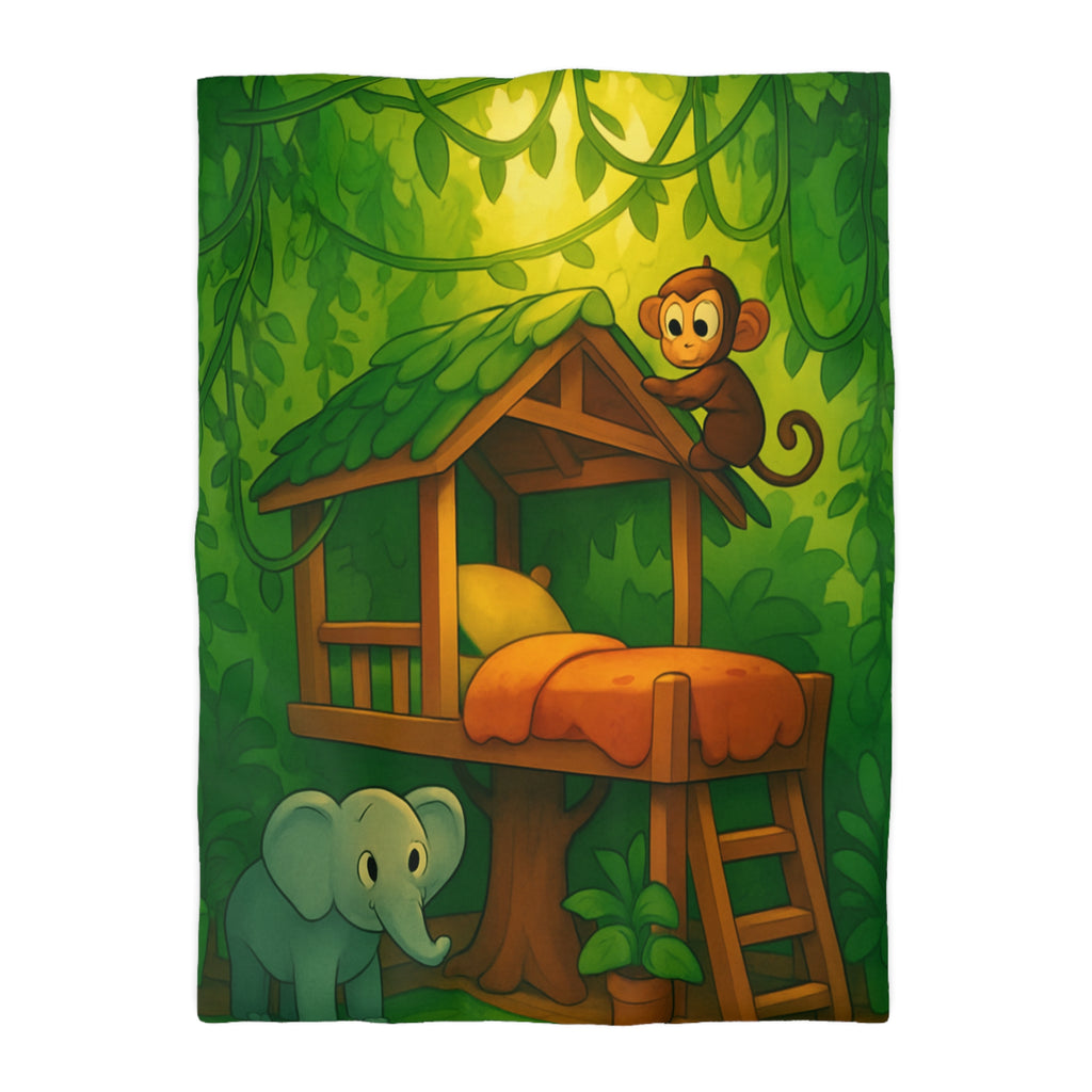 Jolie housse de couette avec animaux de la jungle pour chambre d'enfant colorée