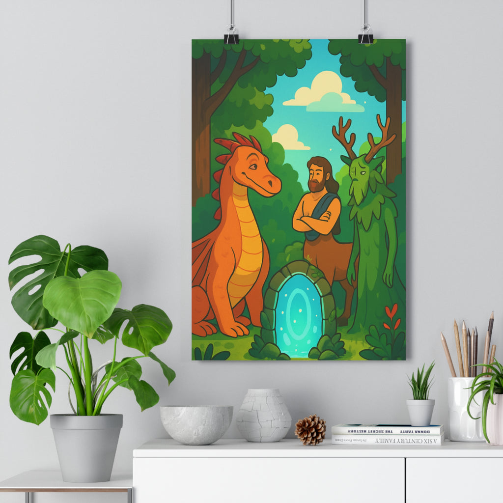 Poster décoratif mystique dragon orange centaure créature enchantée naturel chambre détente 30x46 lumineux qualité