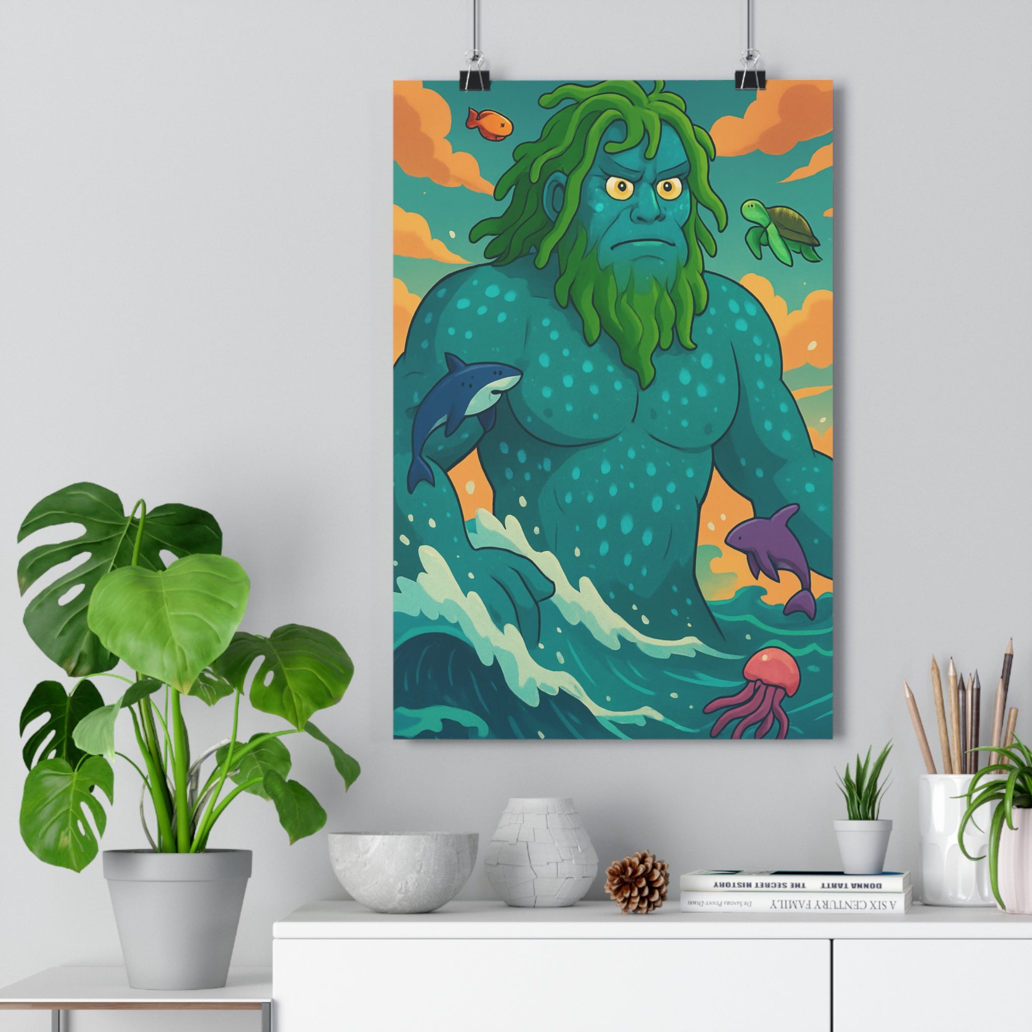 Poster décoratif océanique bleu vert animé mystique aventure salon chambre mural artistique apaisant qualité