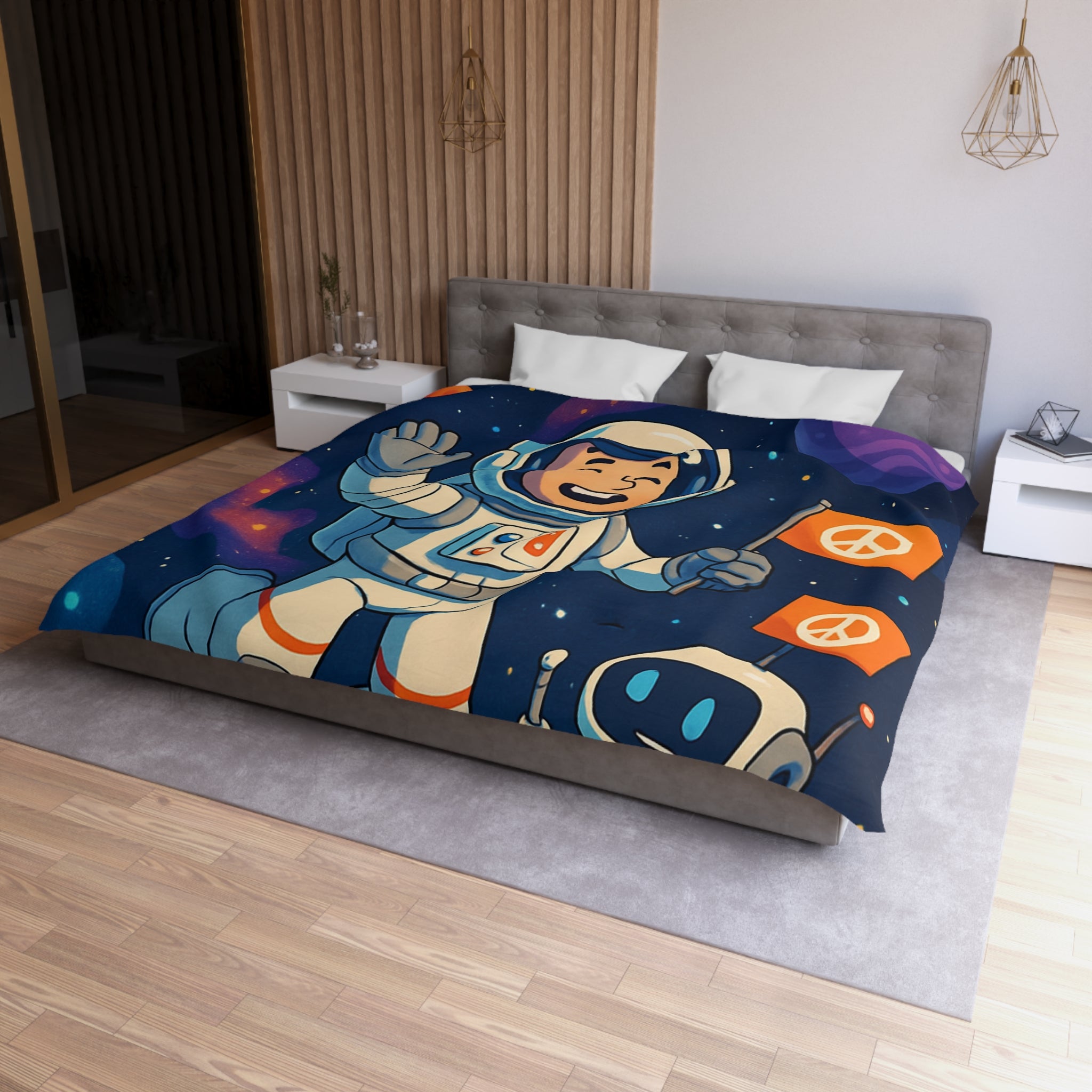 Housse de Couette Microfibre Motif Créatif Original Style Contemporain Chambre Élégante