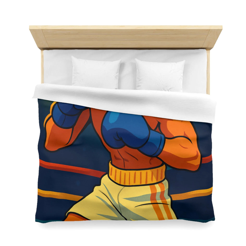 Housse de couette avec motif boxeur animé prêt pour le ring, style vibrant