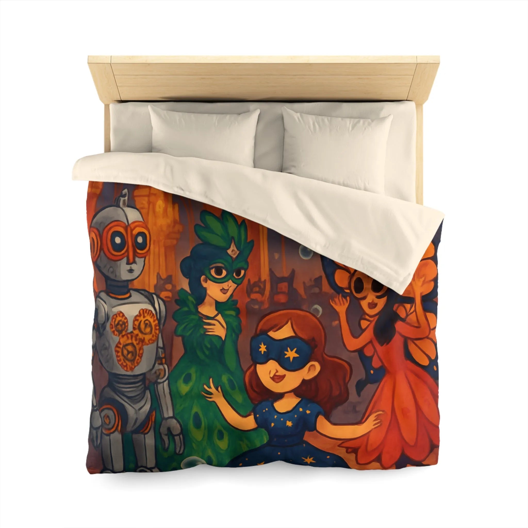 Housse de Couette Enchantée avec Robe de Bal Masquée et Ambiance Féérique Pour Enfants