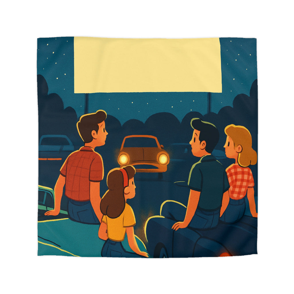 Housse de couette rétro cinéma de voitures sous un ciel étoilé fantastique