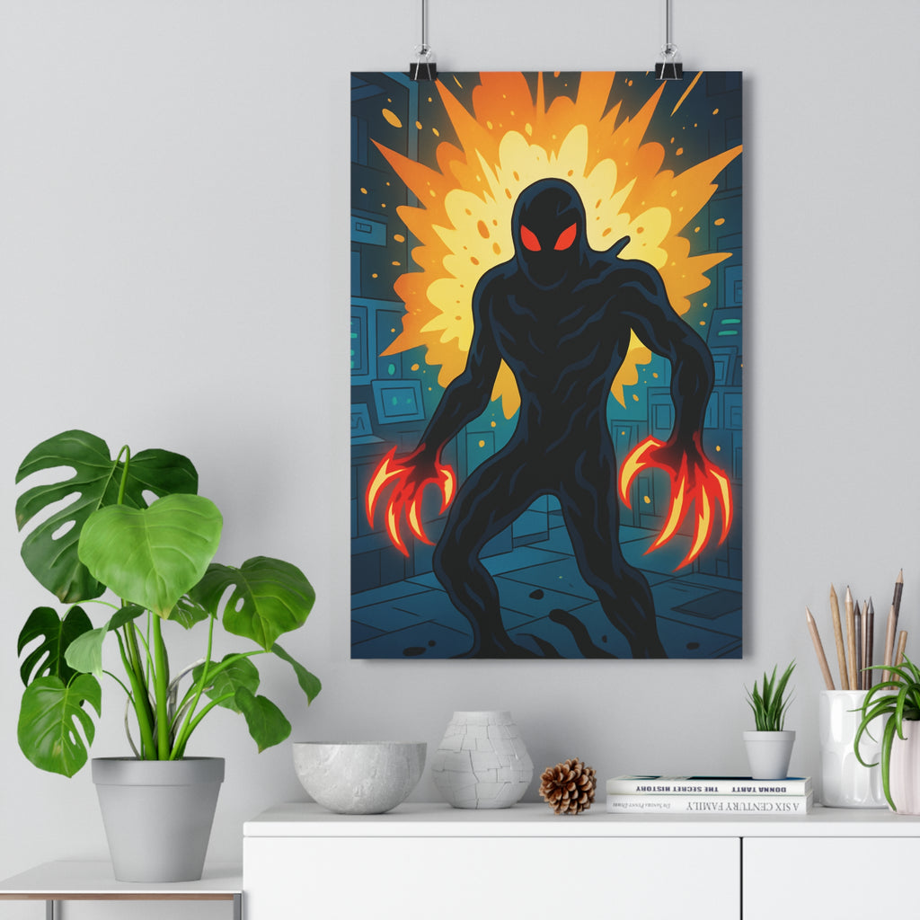 Poster décoratif sciencefiction silhouette noir rouge jaune énergique salon chambre moderne intense unique qualité