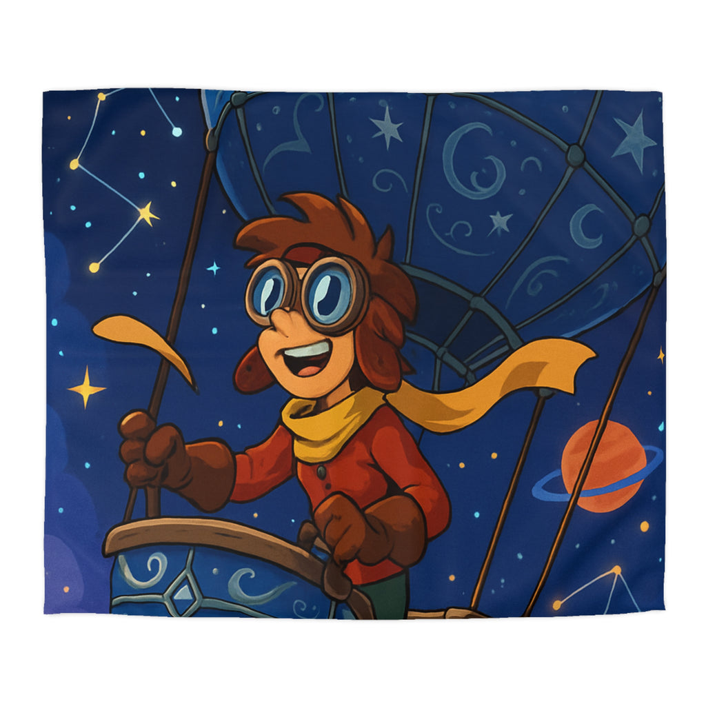 Housse de couette rêve étoilé avec montgolfière magique pour chambre d'enfant