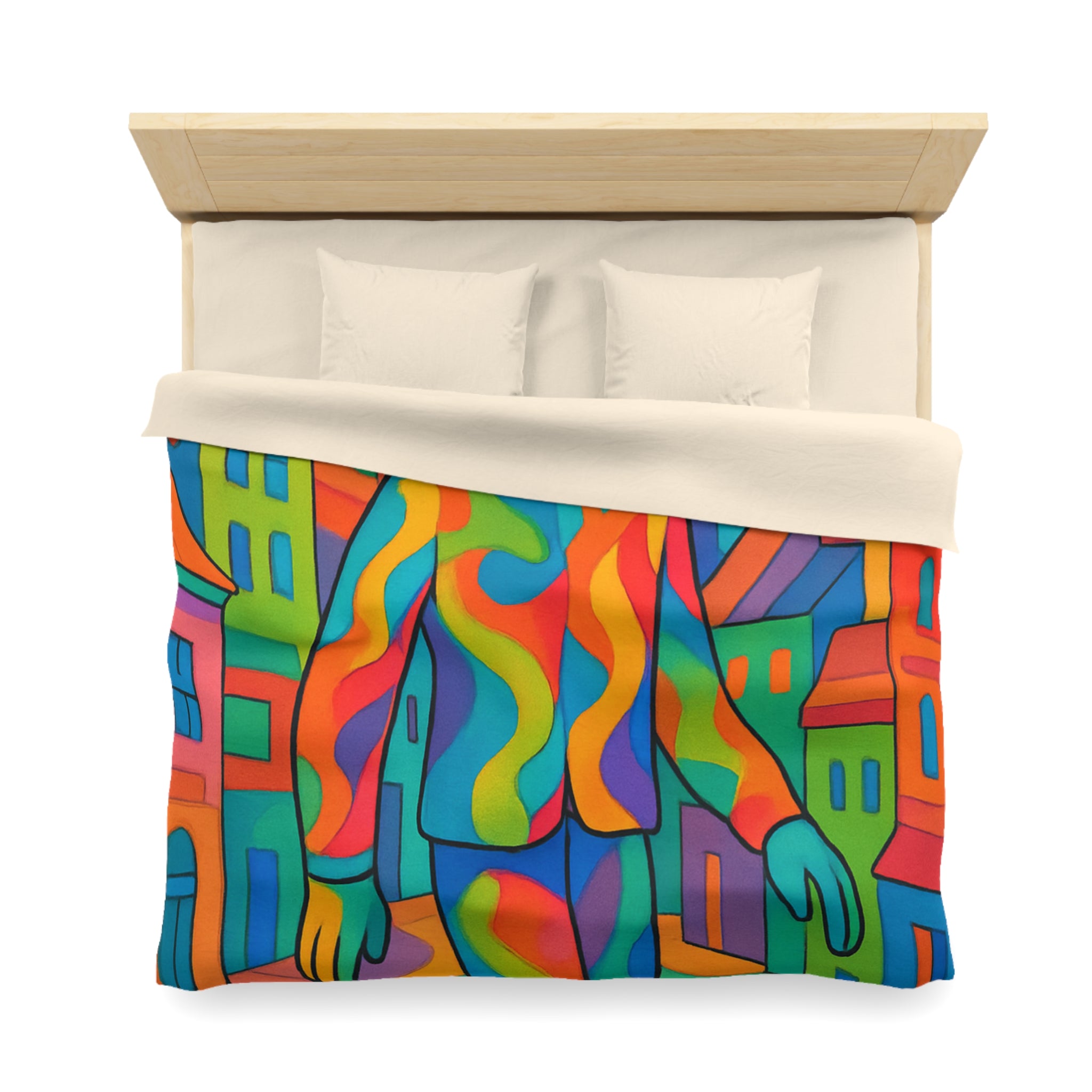 Housse de Couette Microfibre Motif Créatif Original Style Contemporain Chambre Élégante