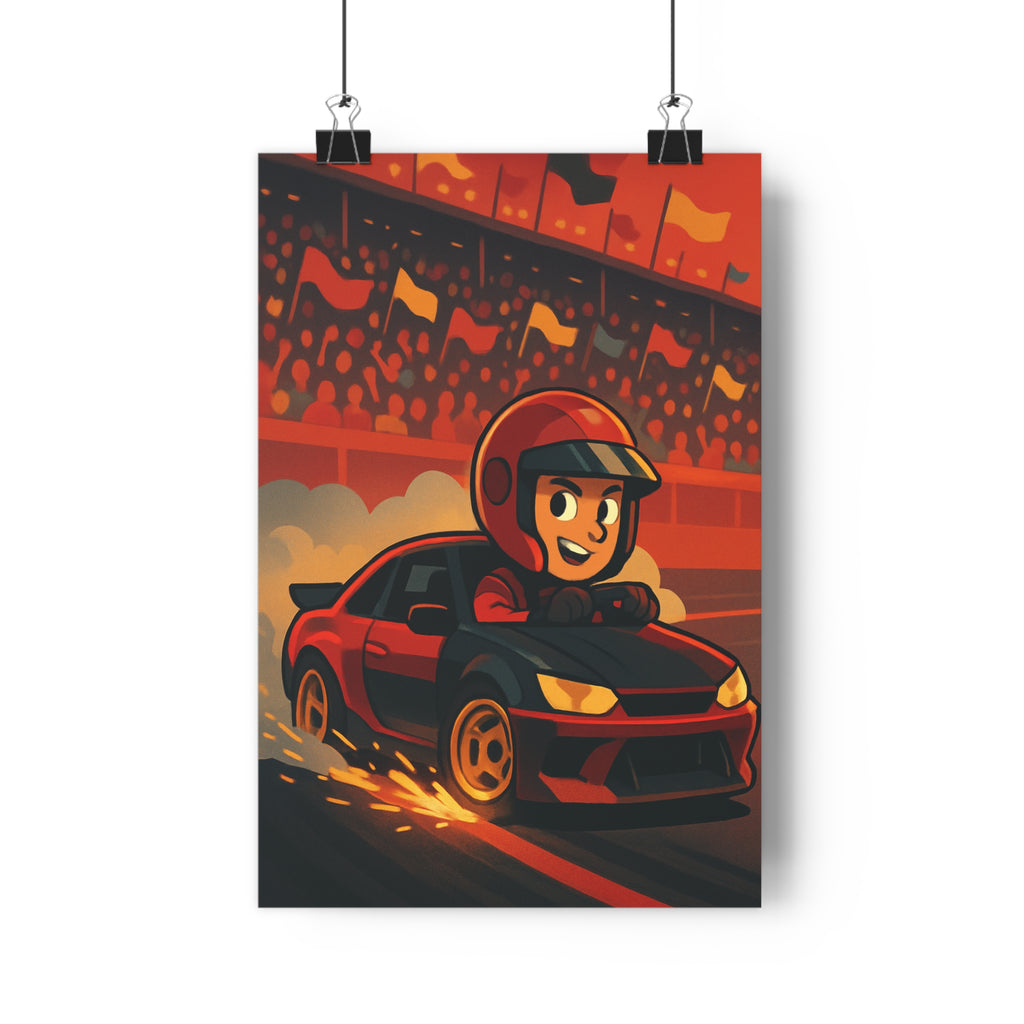 Poster décoratif animé rouge noir jaune course salle jeu dynamique sportif chambre unique qualité