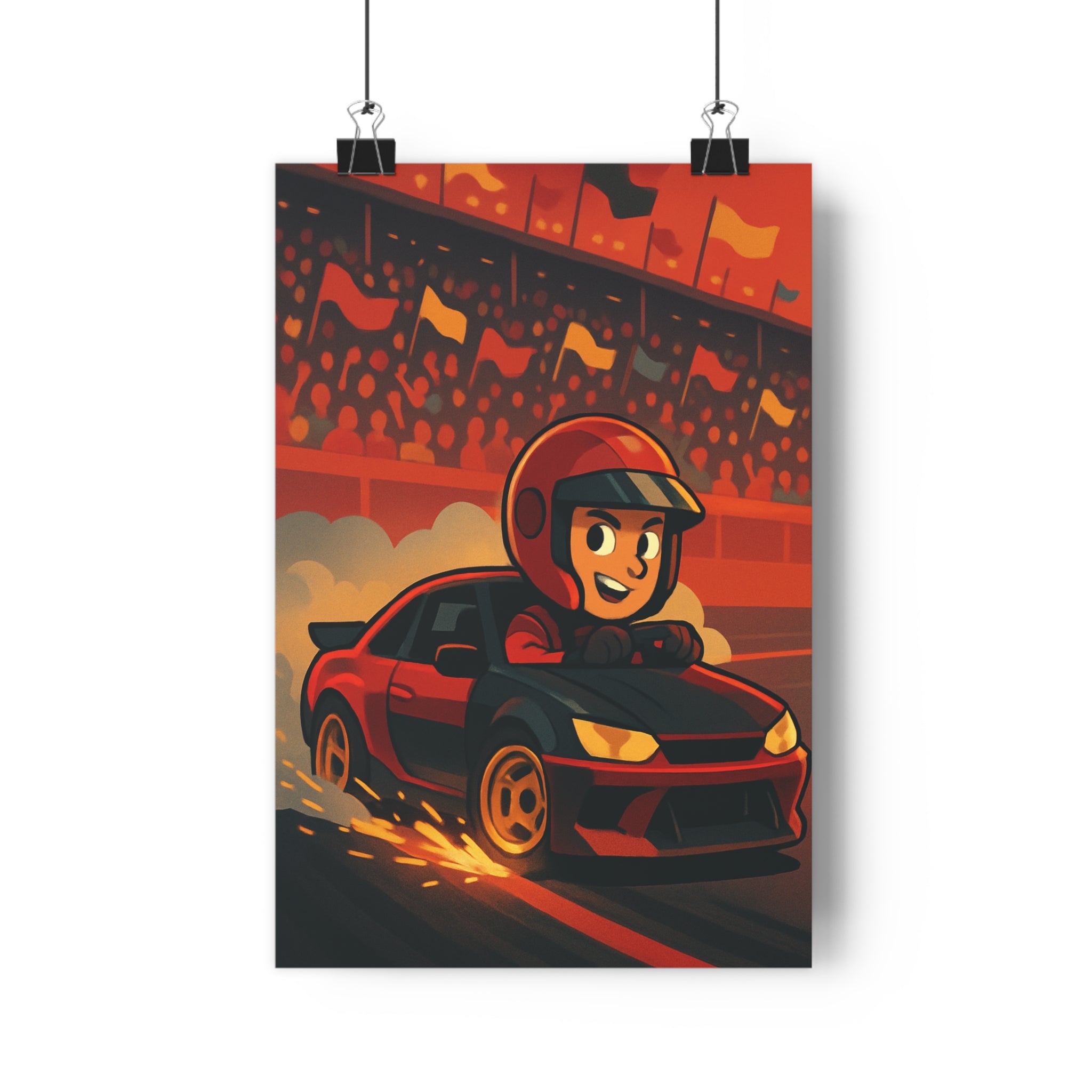 Poster décoratif animé rouge noir jaune course salle jeu dynamique sportif chambre unique qualité