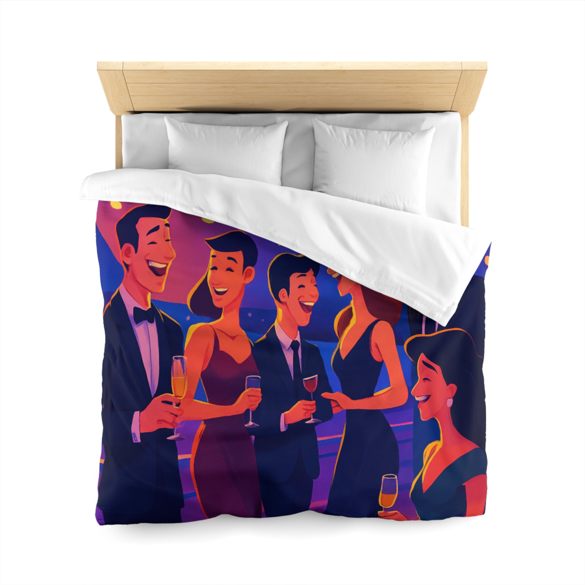 Luxueuse housse de couette en croisière, ambiance fête nocturne élégante et festive
