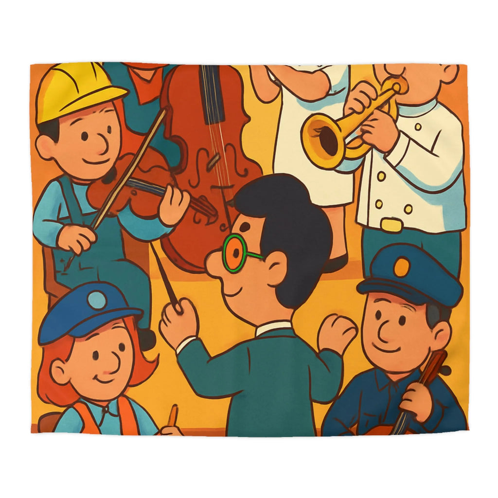 Housse de couette colorée avec illustrations de musiciens habillés en différentes professions