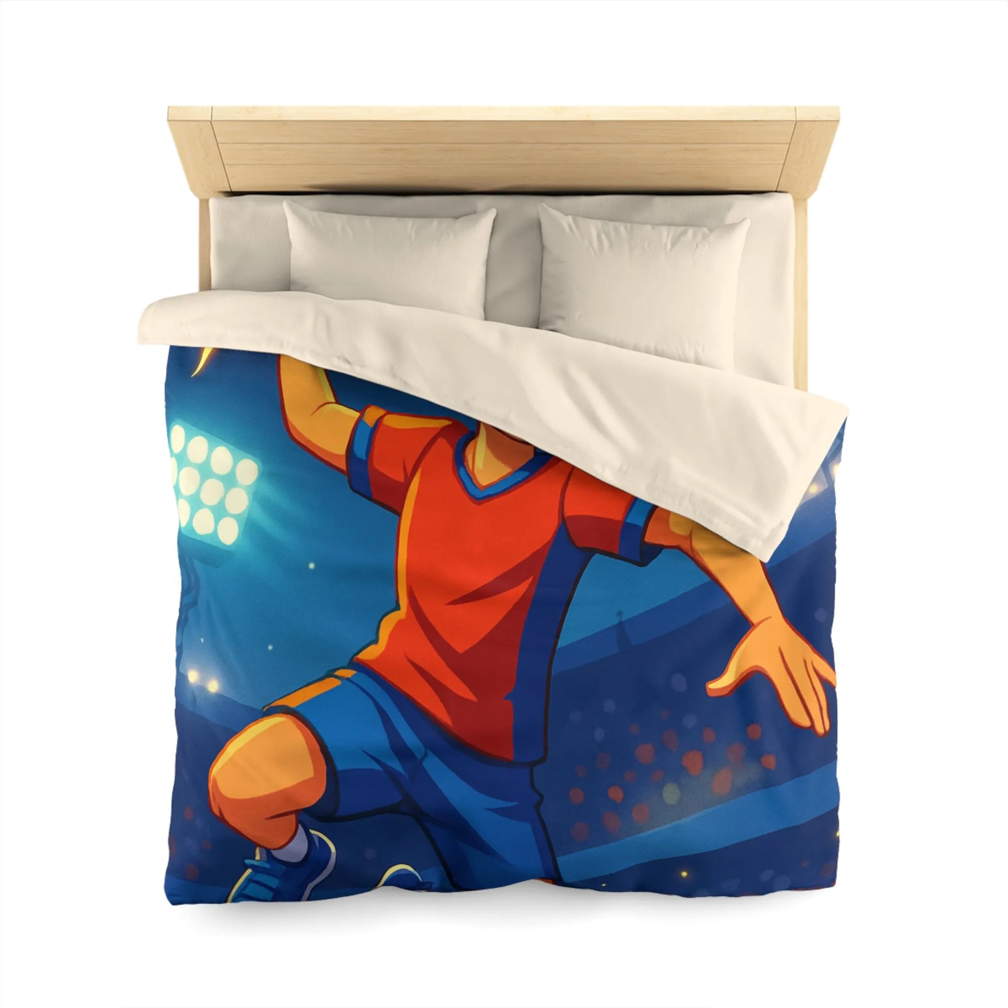 Housse de couette enfant illustrée de joueur de handball dynamique et énergétique