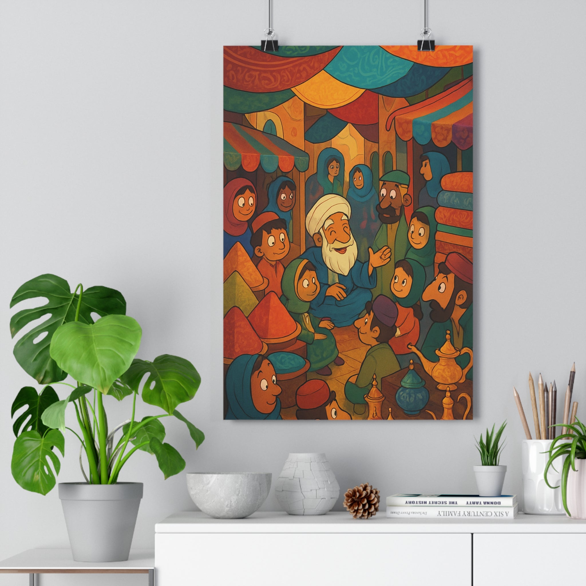 Poster décoratif animé bazar coloré ludique joyeux salon chambre enfants exotique chaleureux ambiance accueillante