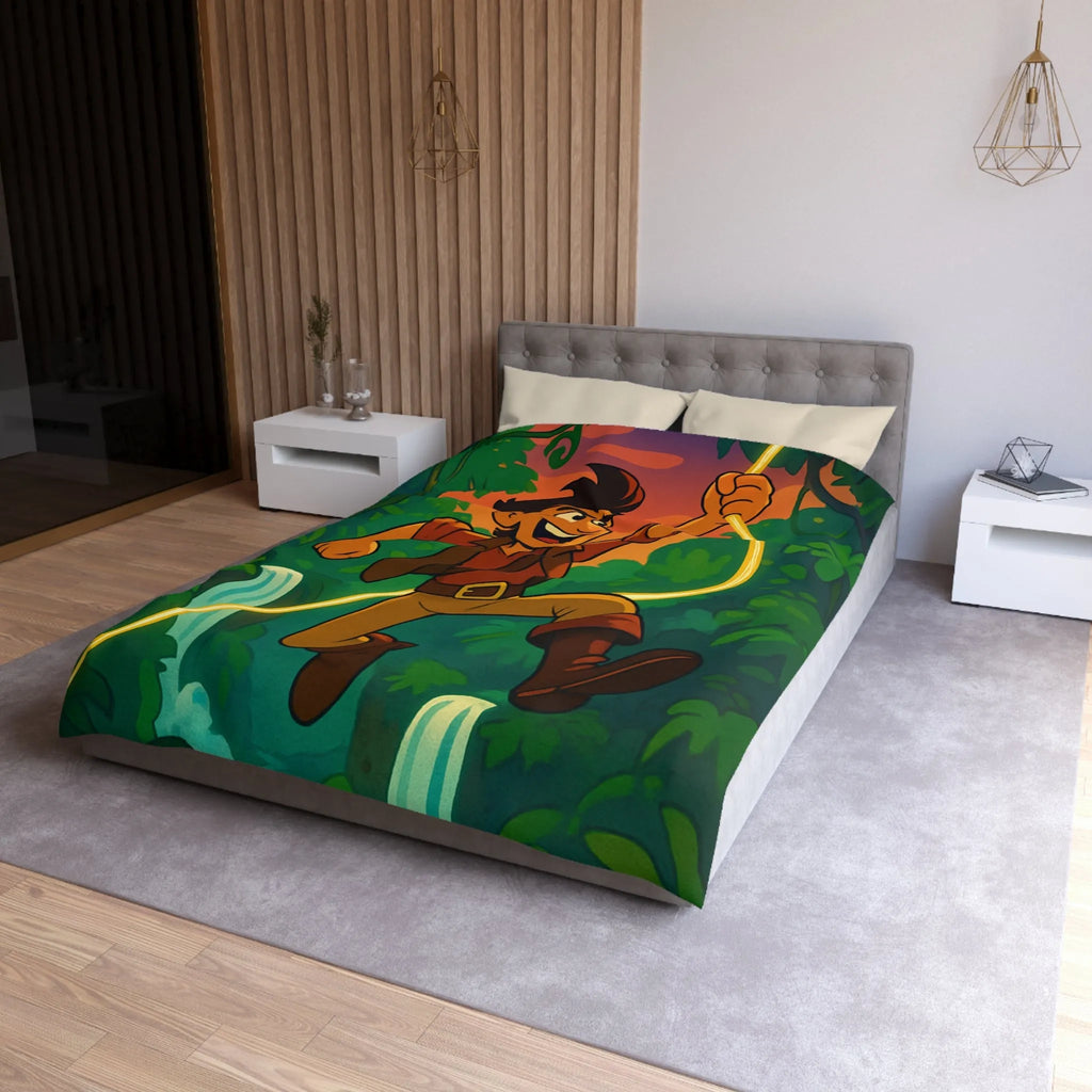 Housse de couette aventure jungle vibrante cascade pour chambre à thème nature