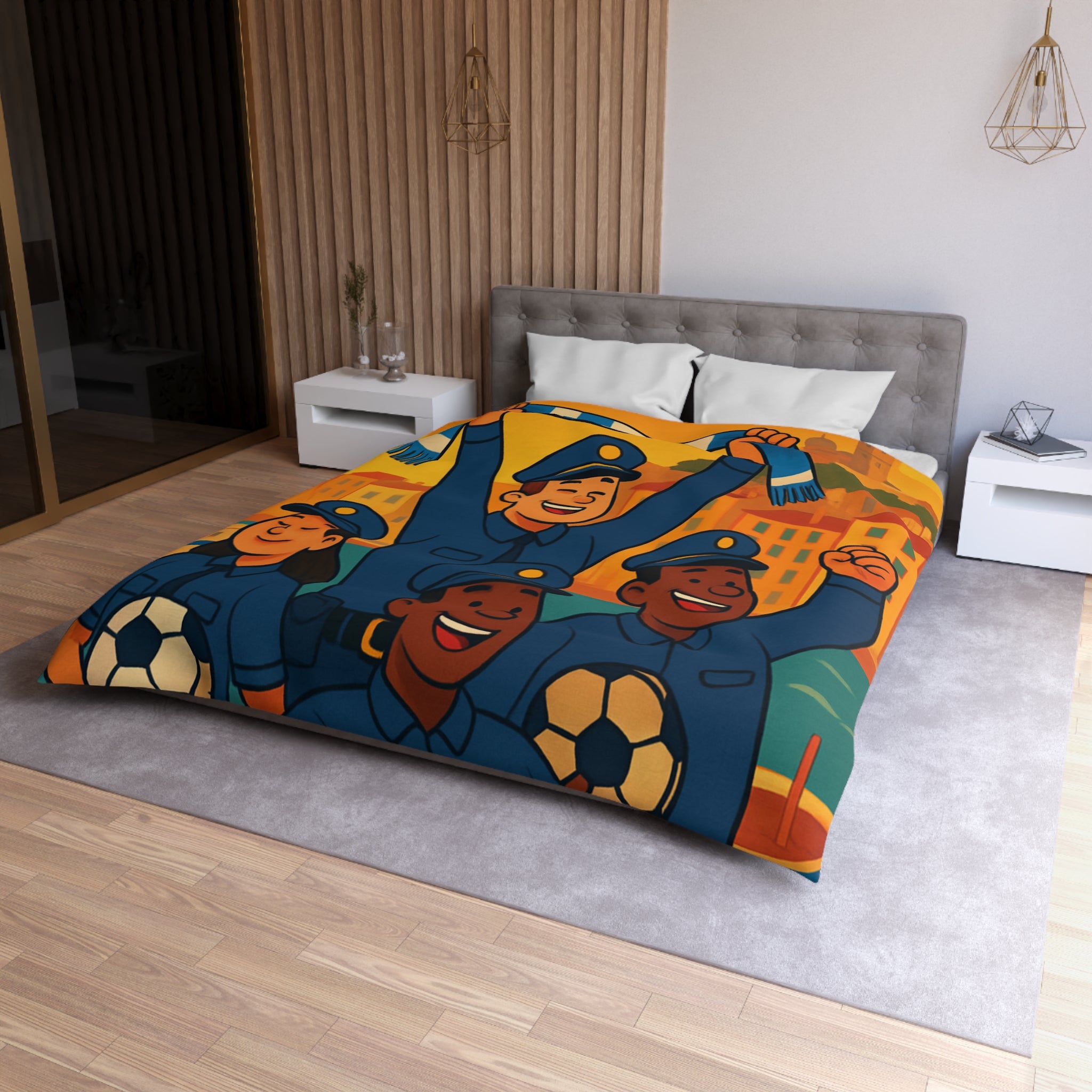 Housse de Couette Microfibre Illustration Unique Design Moderne Décoration Intérieure Raffinée