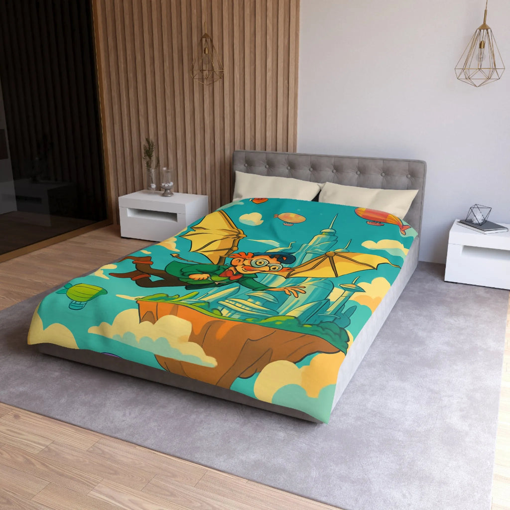 Housse de Couette Microfibre Art Graphique Contemporain Style Décoratif Chambre Tendance