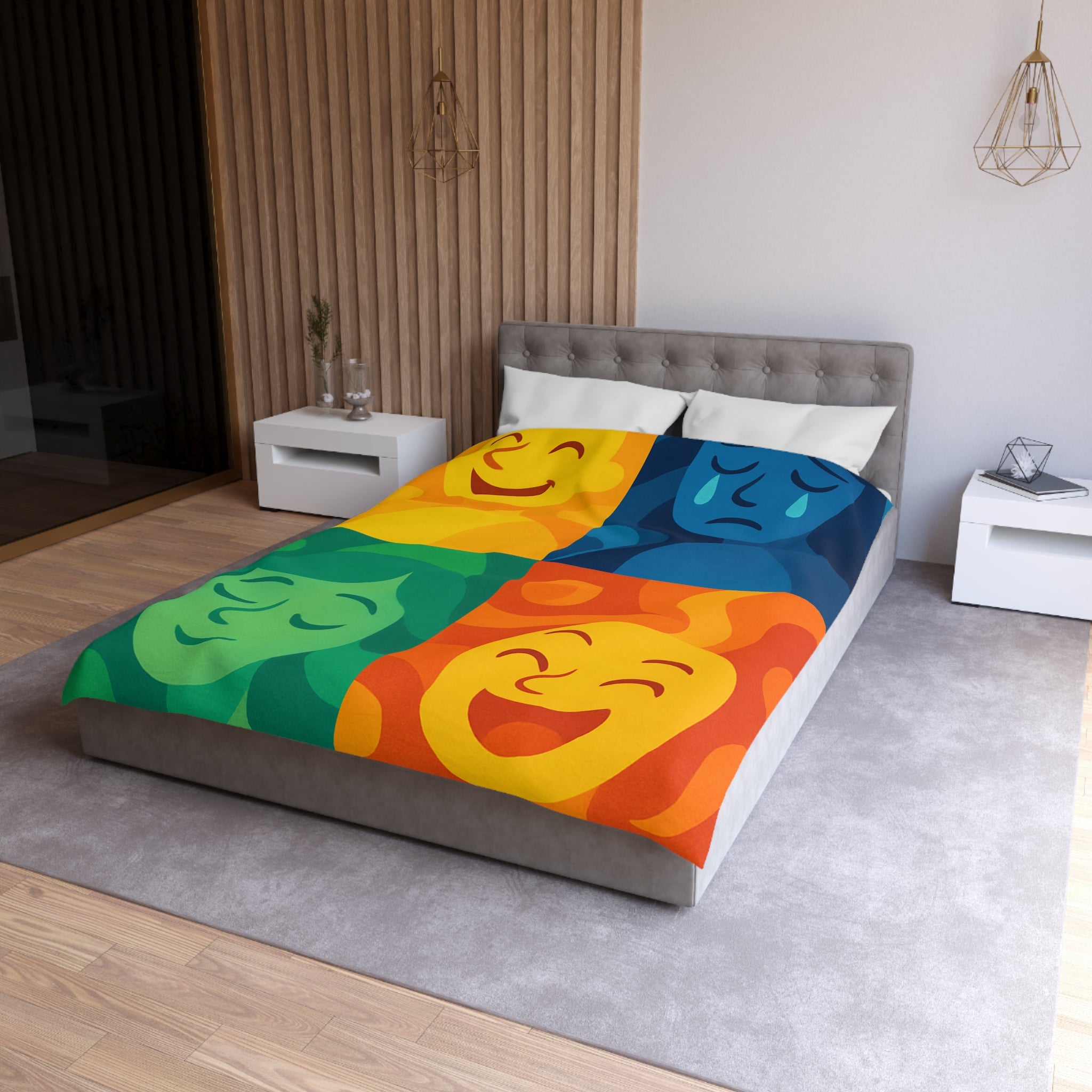 Housse de Couette Microfibre Motif Créatif Original Style Contemporain Chambre Élégante