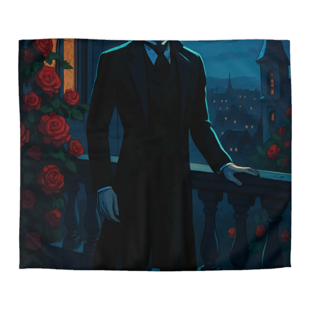 Élégante housse de couette gothique avec lune et roses rouges pour une chambre mystérieuse