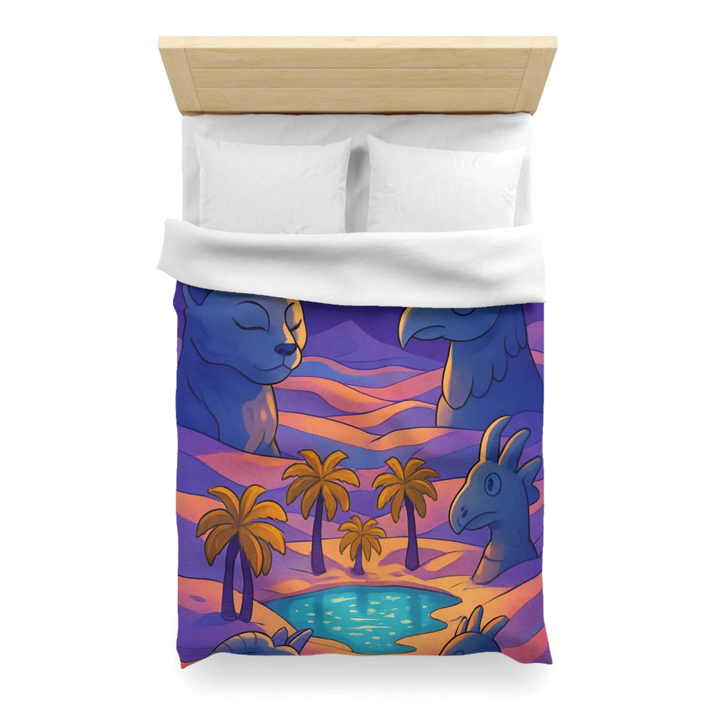 Housse de Couette Fantaisie Animaux Mystiques Sous Lune et Palmiers Étoilés