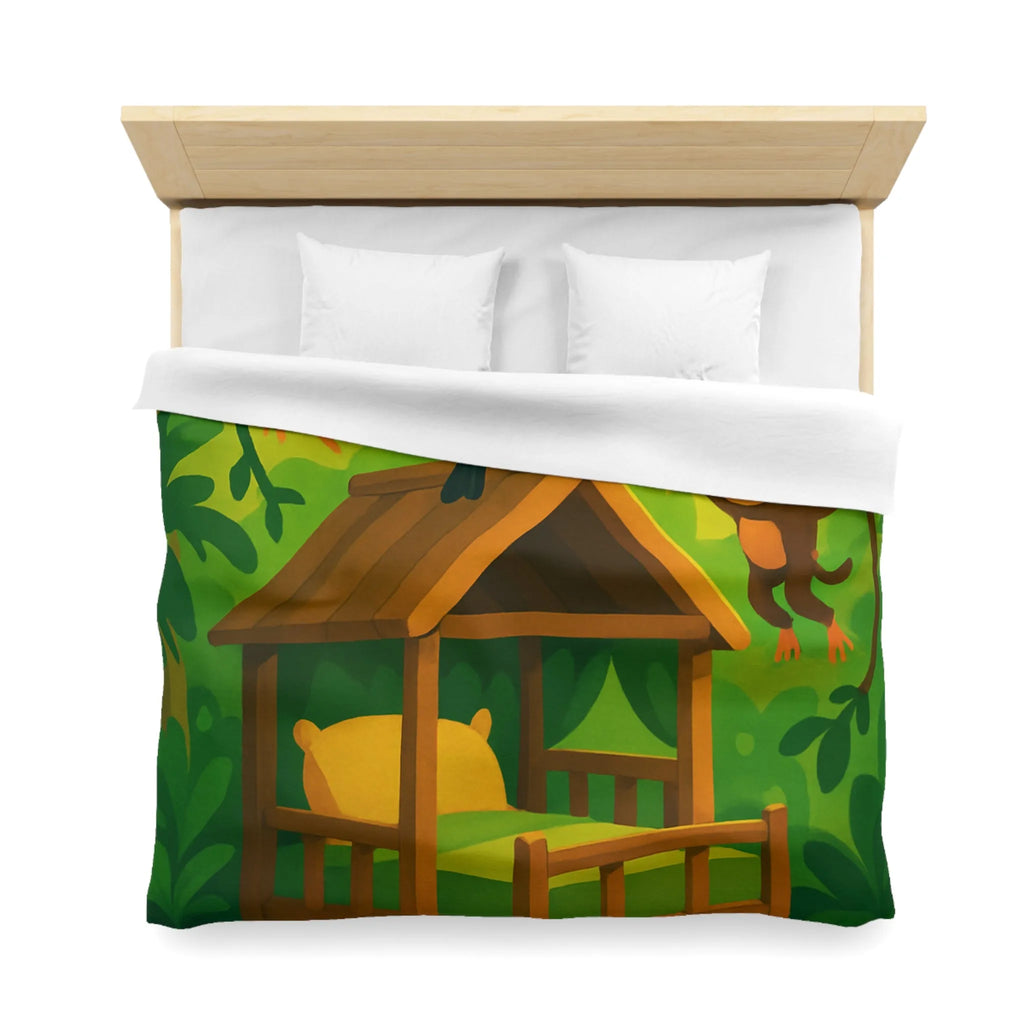 Housse de couette jungle avec singes et toucans pour chambre d'enfant colorée