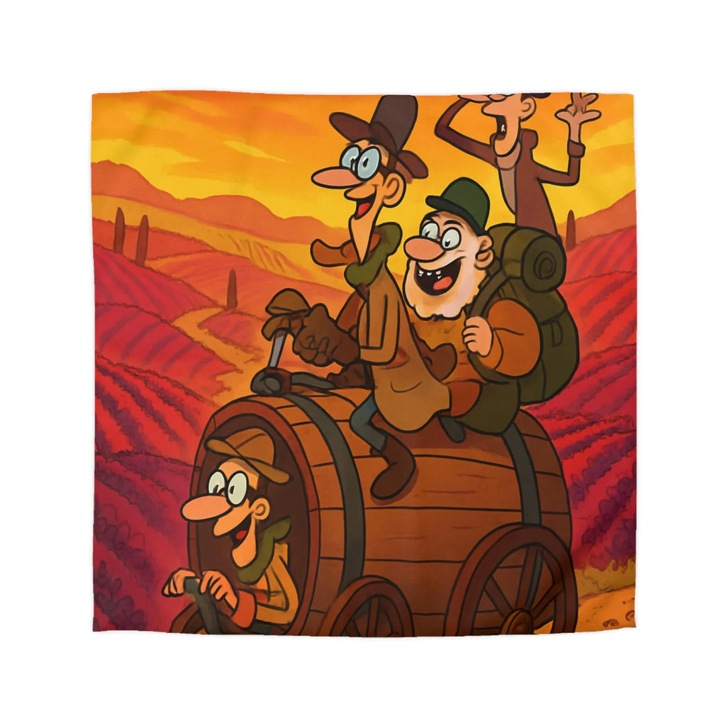 Housse de Couette Aventure Comique en Paysage Champêtre avec Véhicule Original Illustré