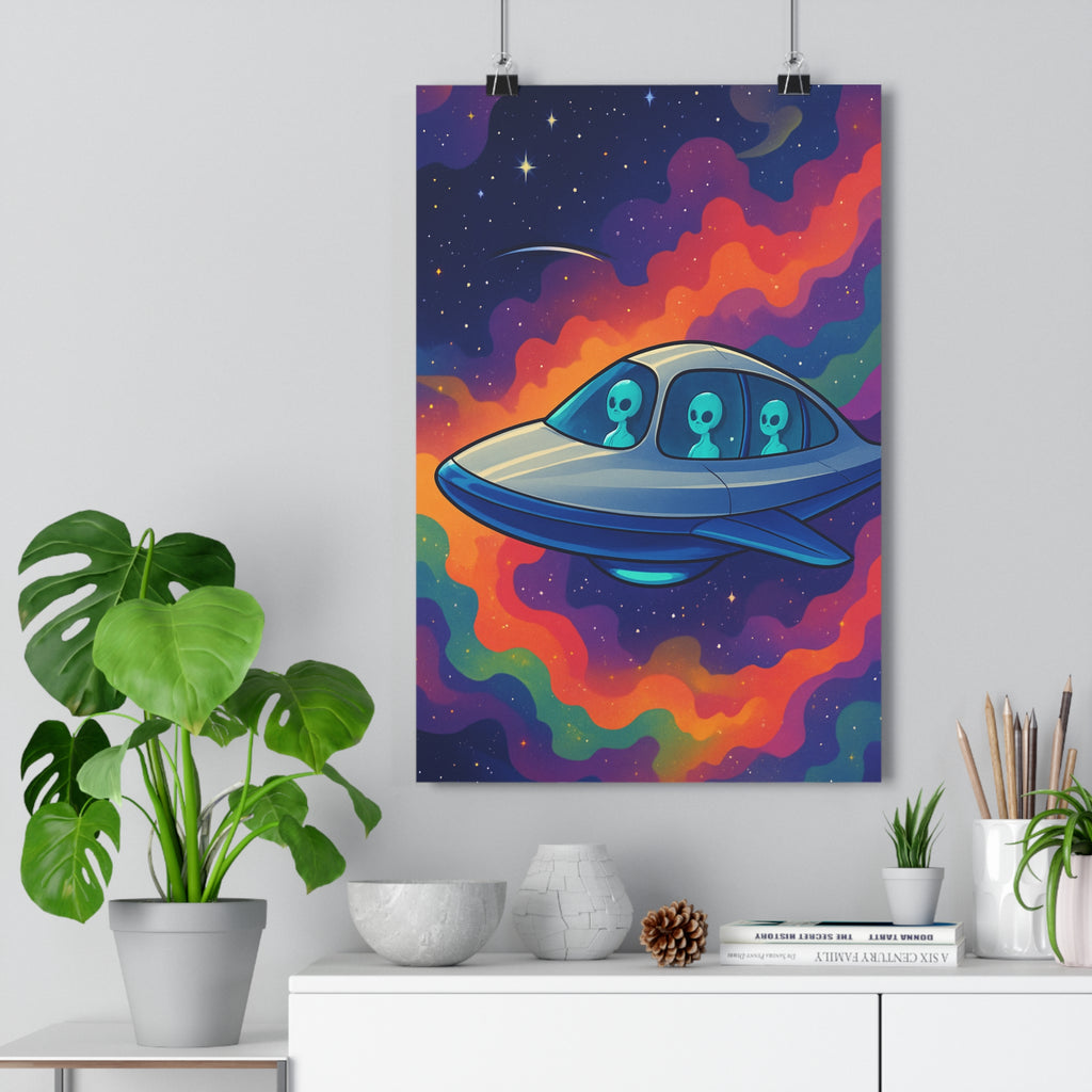 Poster décoratif cartoon cosmique violet rouge espace salon chambre enfant moderne aventure visuel qualité
