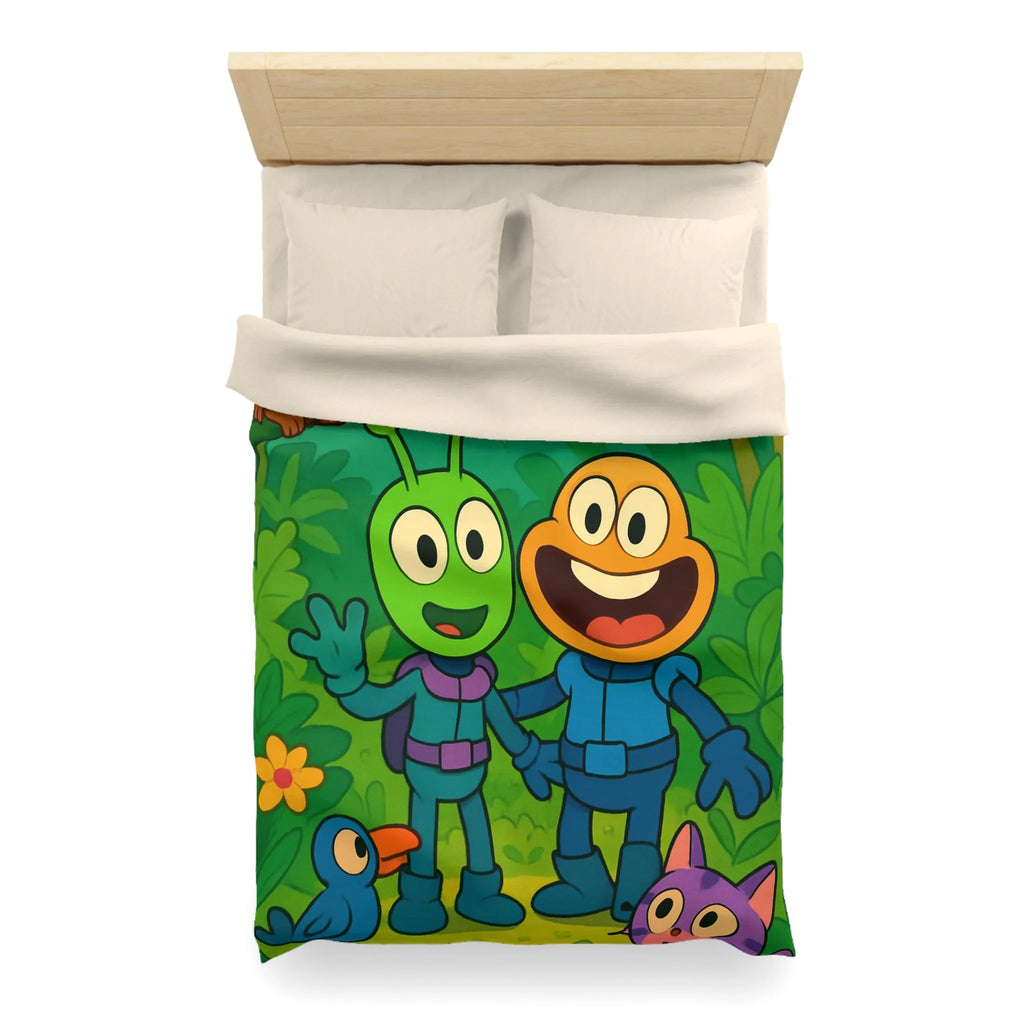 Housse de couette colorée avec animaux et extraterrestres dans une jungle animée