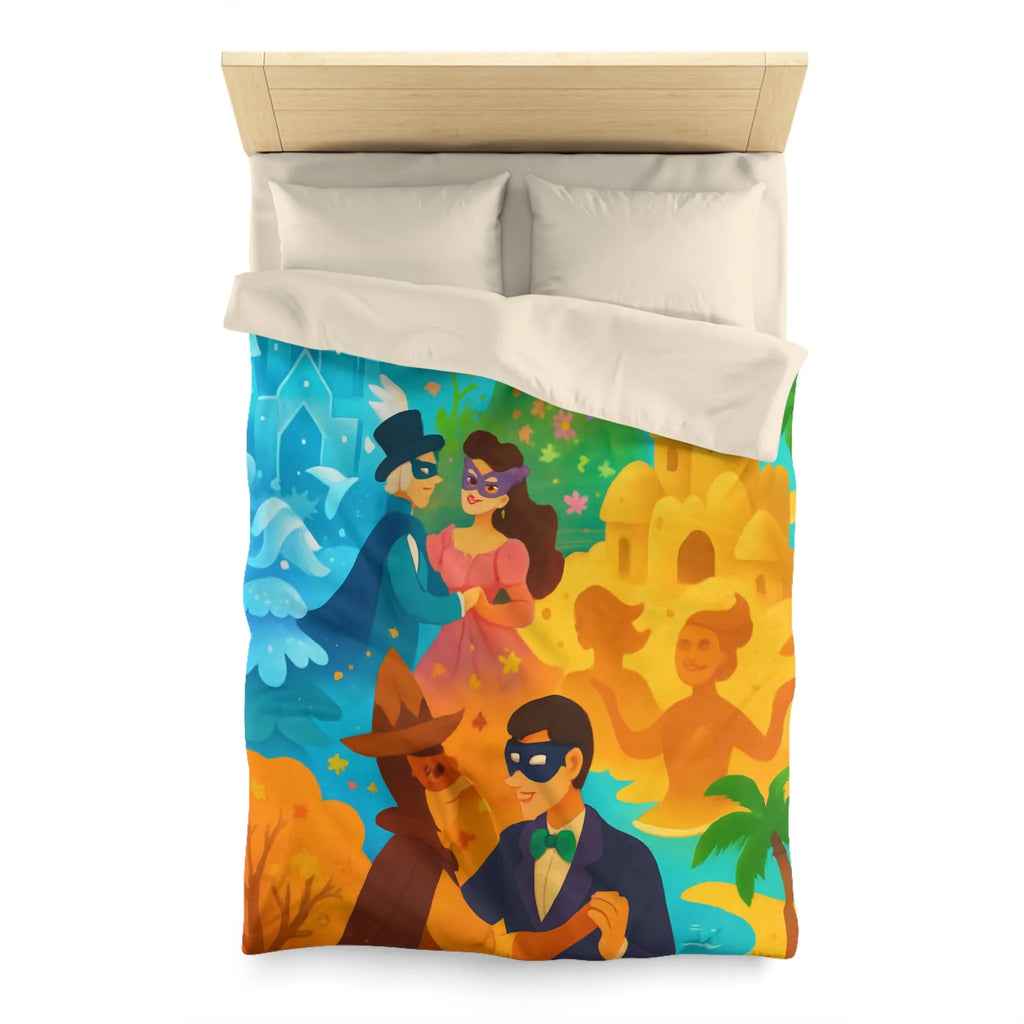 Housse de couette féerique avec papillons, fleurs et châteaux pour chambre colorée