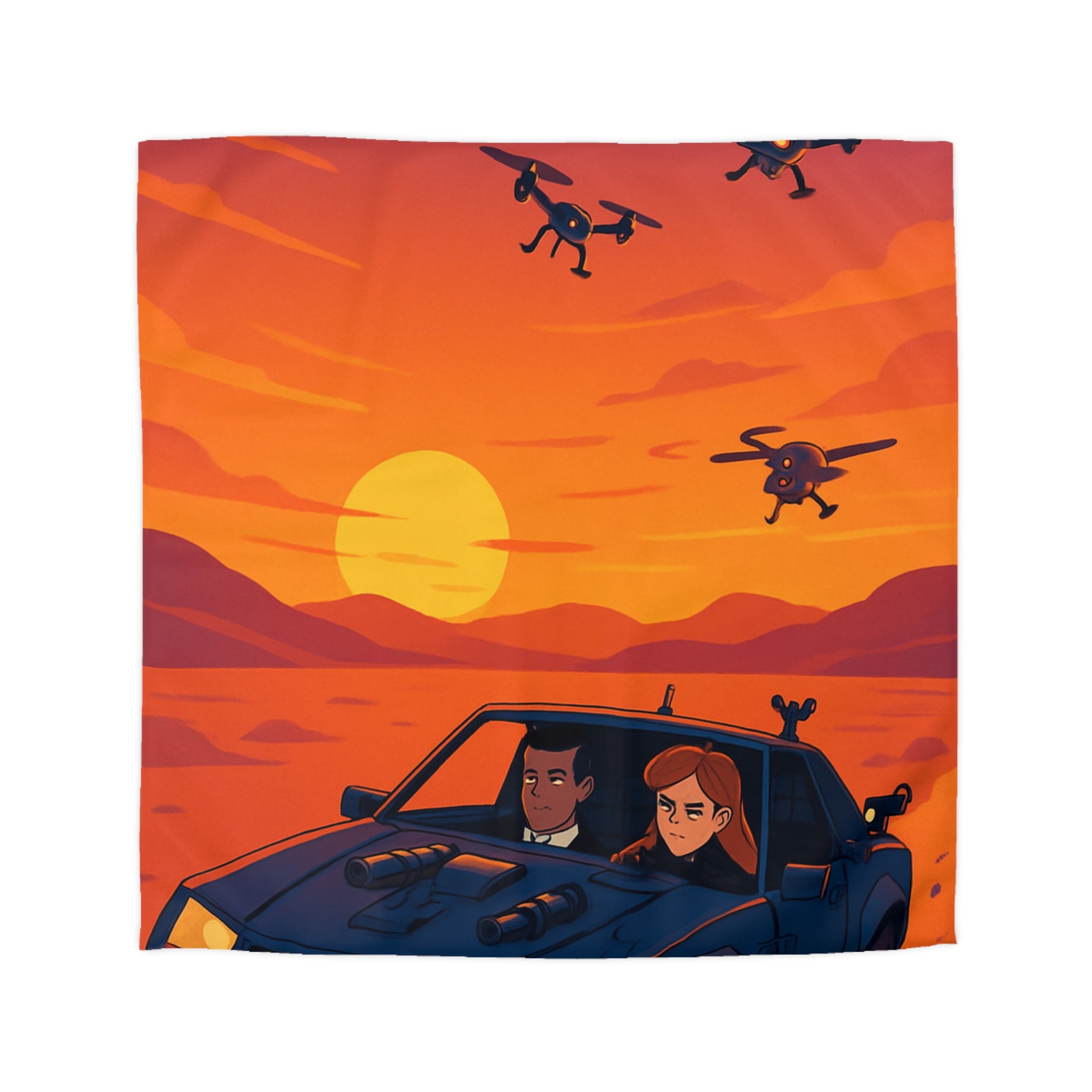 Housse de Couette Microfibre Illustration Unique Design Moderne Décoration Intérieure Raffinée