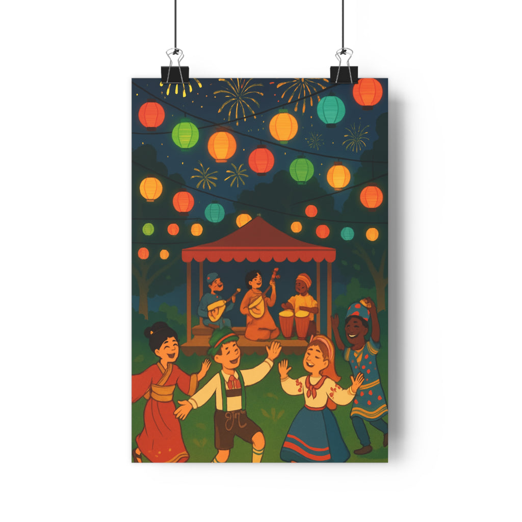 Poster décoratif cartoon festif coloré joyeux musique chapiteau intérieur salon chambre ambiance vivante éclatante