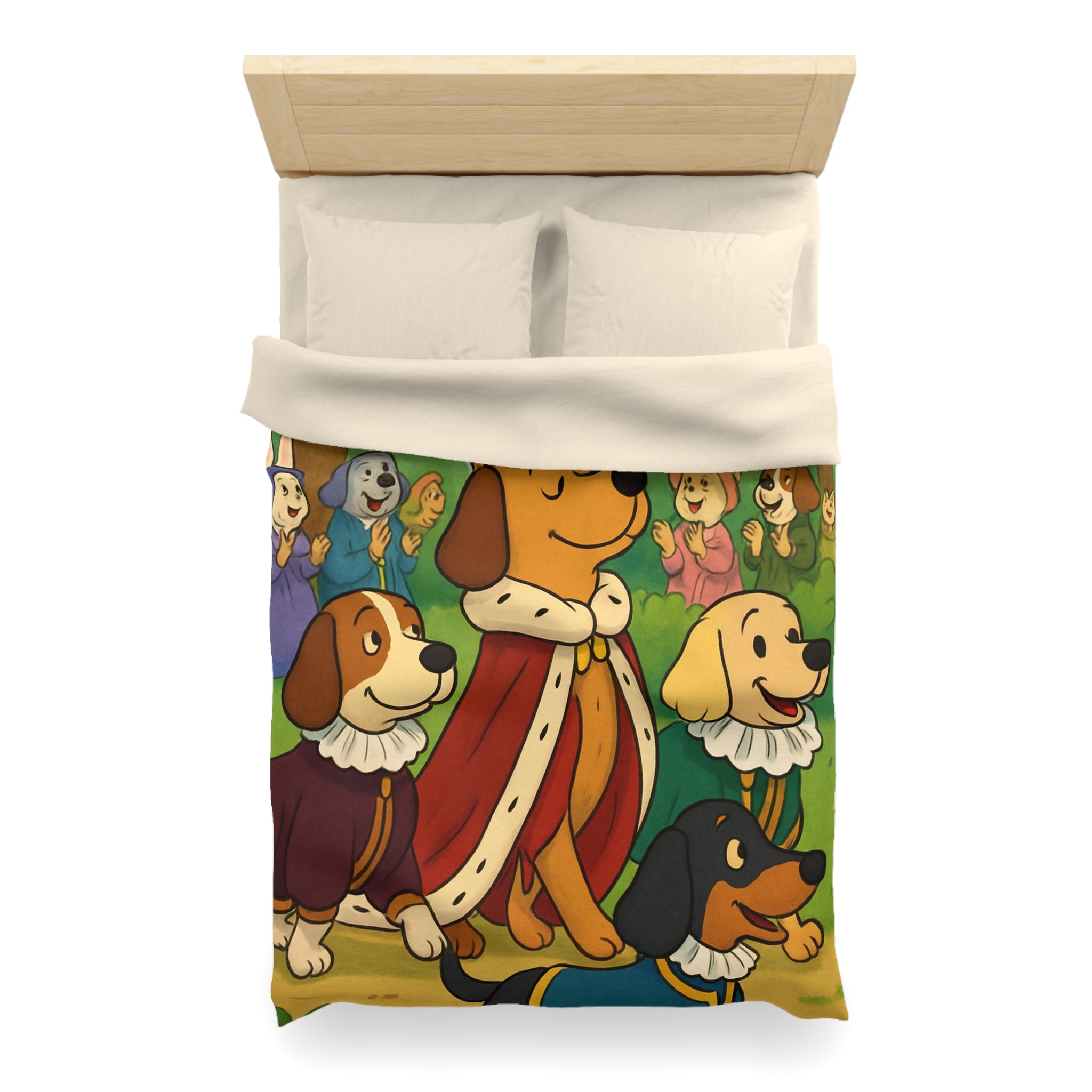 Housse De Couette Pour Enfants Avec Chiens Royaux En Promenade Dans La Forêt Magique