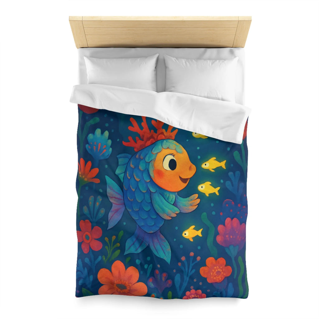 Housse de Couette Colorée avec Poisson et Lune, Idéale Chambre Enfant Rêveuse