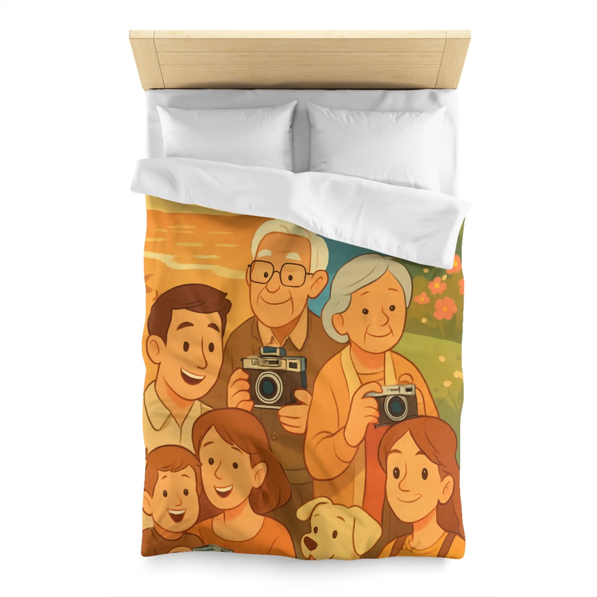 Housse de Couette Enfants Aventure Famille Paysage Soleil et Montagne Poétique Douceur