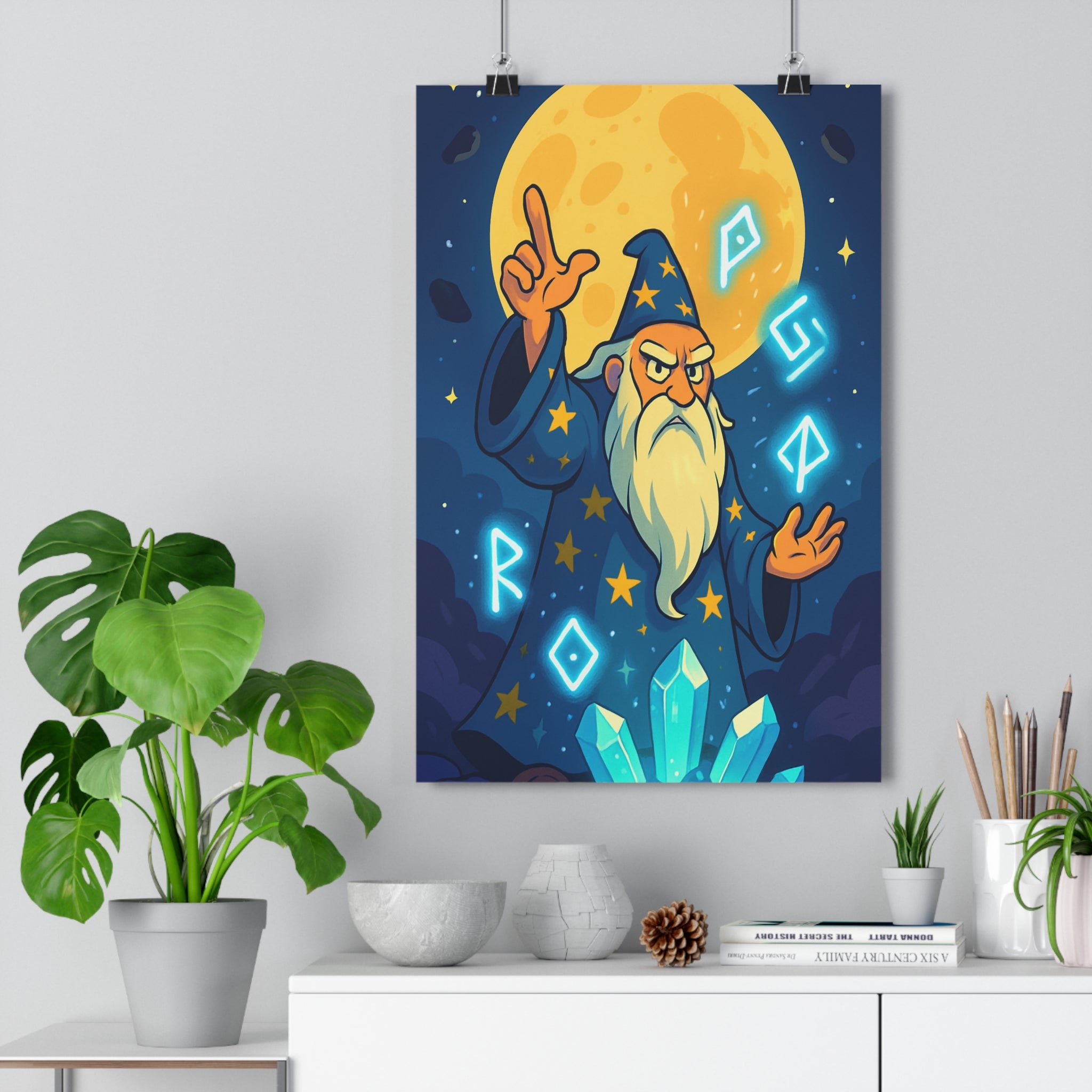 Poster décoratif mystique bleu jaune magique salon chambre relaxation art mural design unique qualité