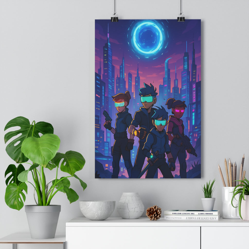 Poster décoratif futuriste anime sciencefiction violet rouge mystique salon bureau moderne ambiance action qualité