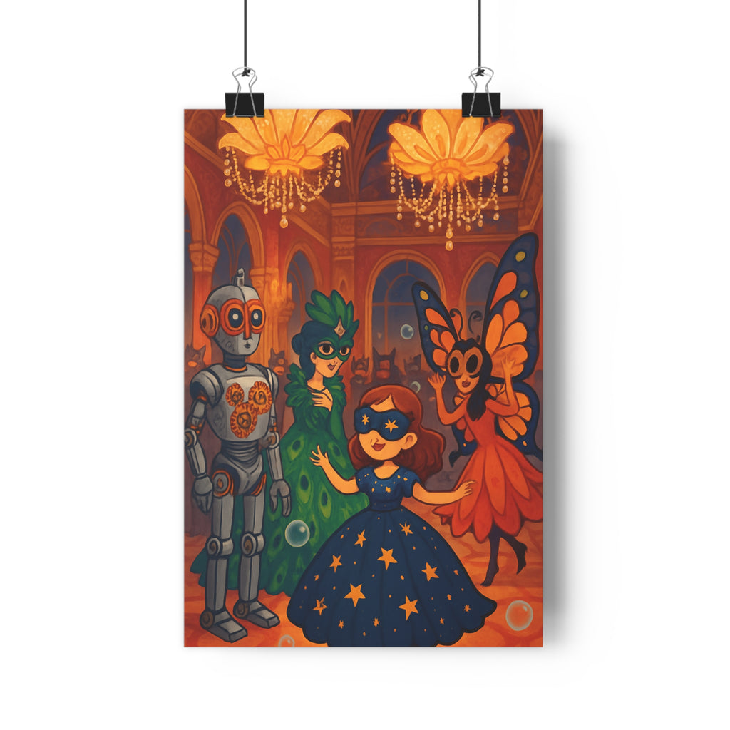 Poster décoratif animé coloré vert bleu joyeux salon chambre enfant fantastique créatif unique allure