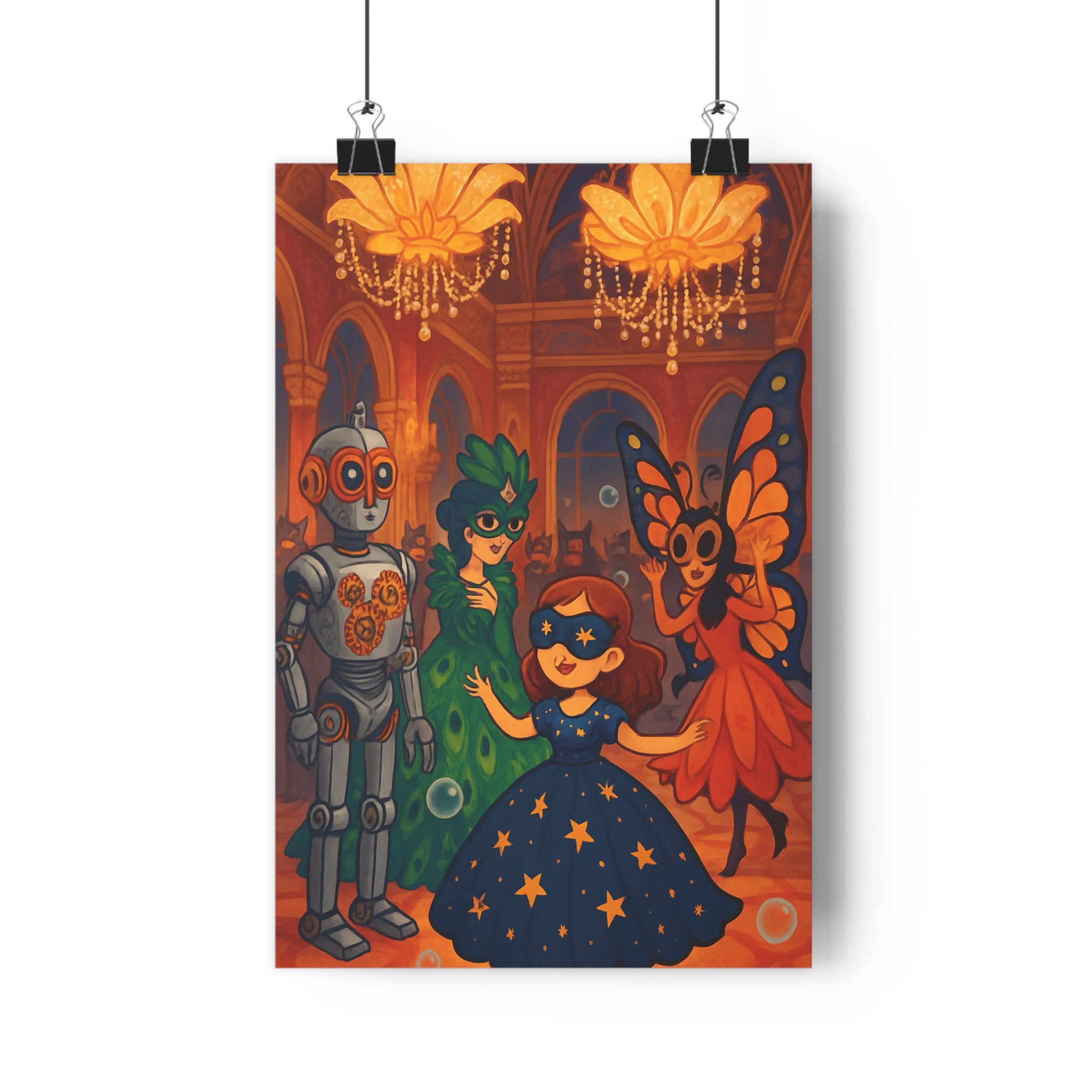 Poster décoratif animé coloré vert bleu joyeux salon chambre enfant fantastique créatif unique allure
