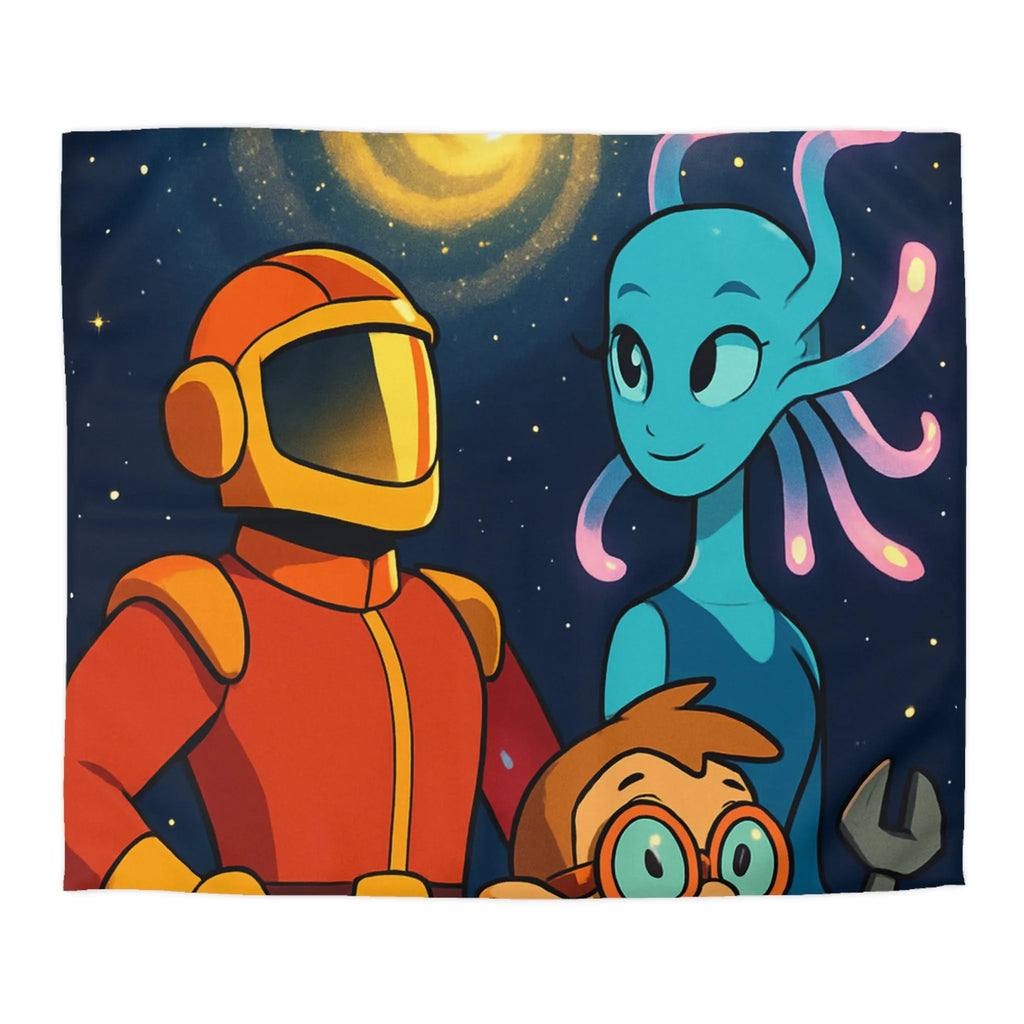 Housse Couette Galaxie : Astronaute, Extraterrestre et Enfant Brillant pour Chambre Cosy