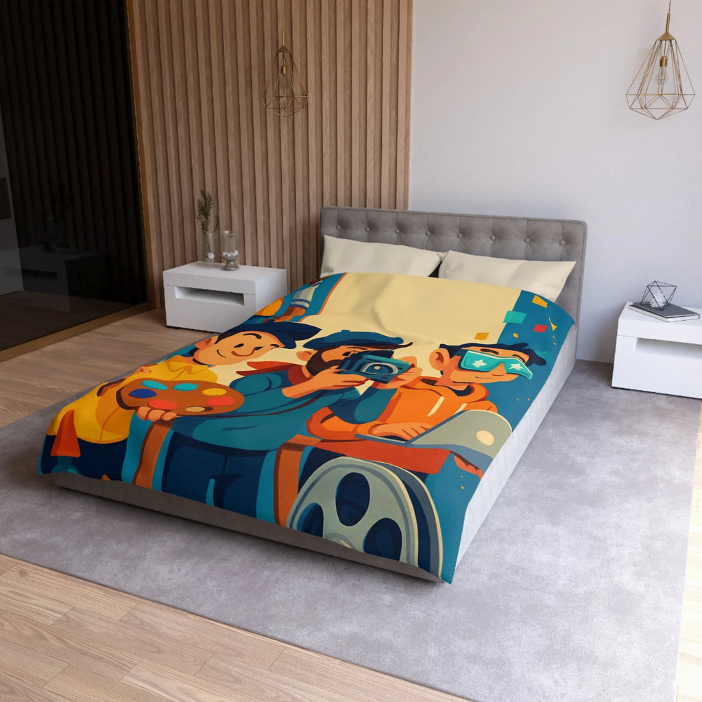 Housse de couette colorée avec artistes créatifs et style cartoon pour chambre moderne