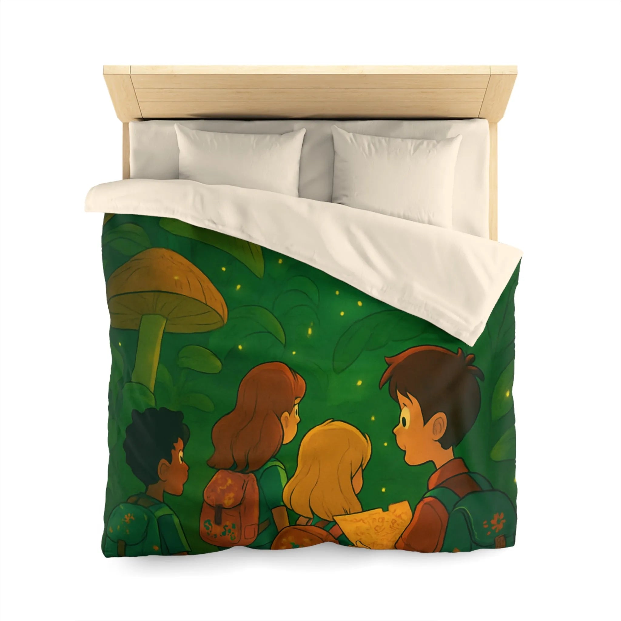 Housse de Couette Jungle Enfantine avec Créatures Magiques et Explorateurs Aventureux