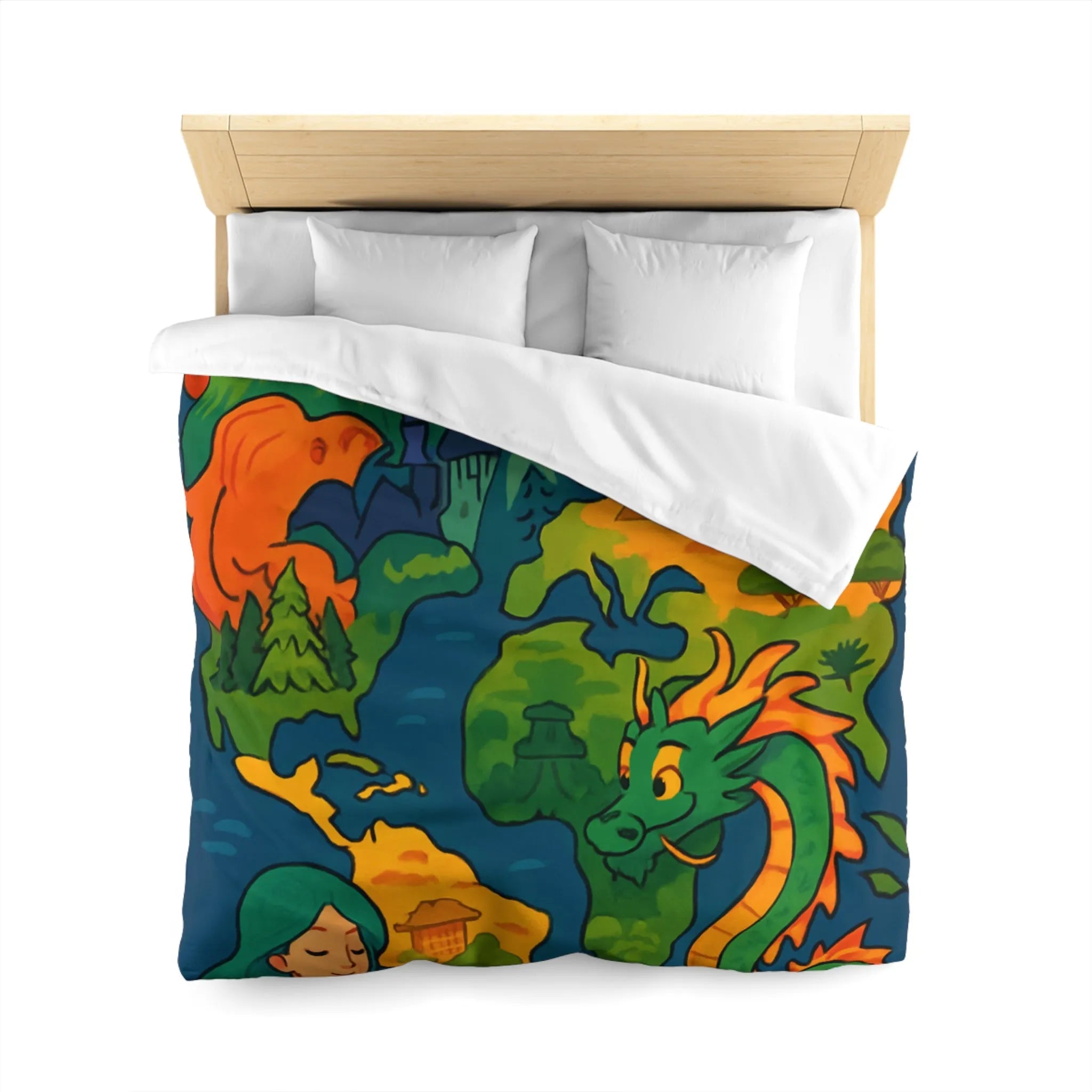 Housse de couette colorée et magique avec motifs de mythes de différentes cultures