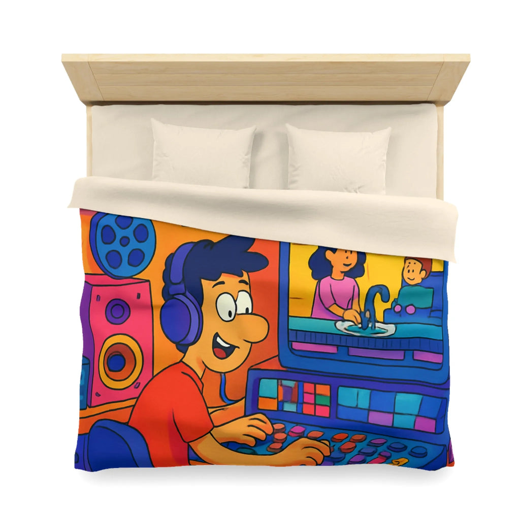 Housse de couette colorée avec illustrations joyeuses pour chambre d'enfant moderne et ludique